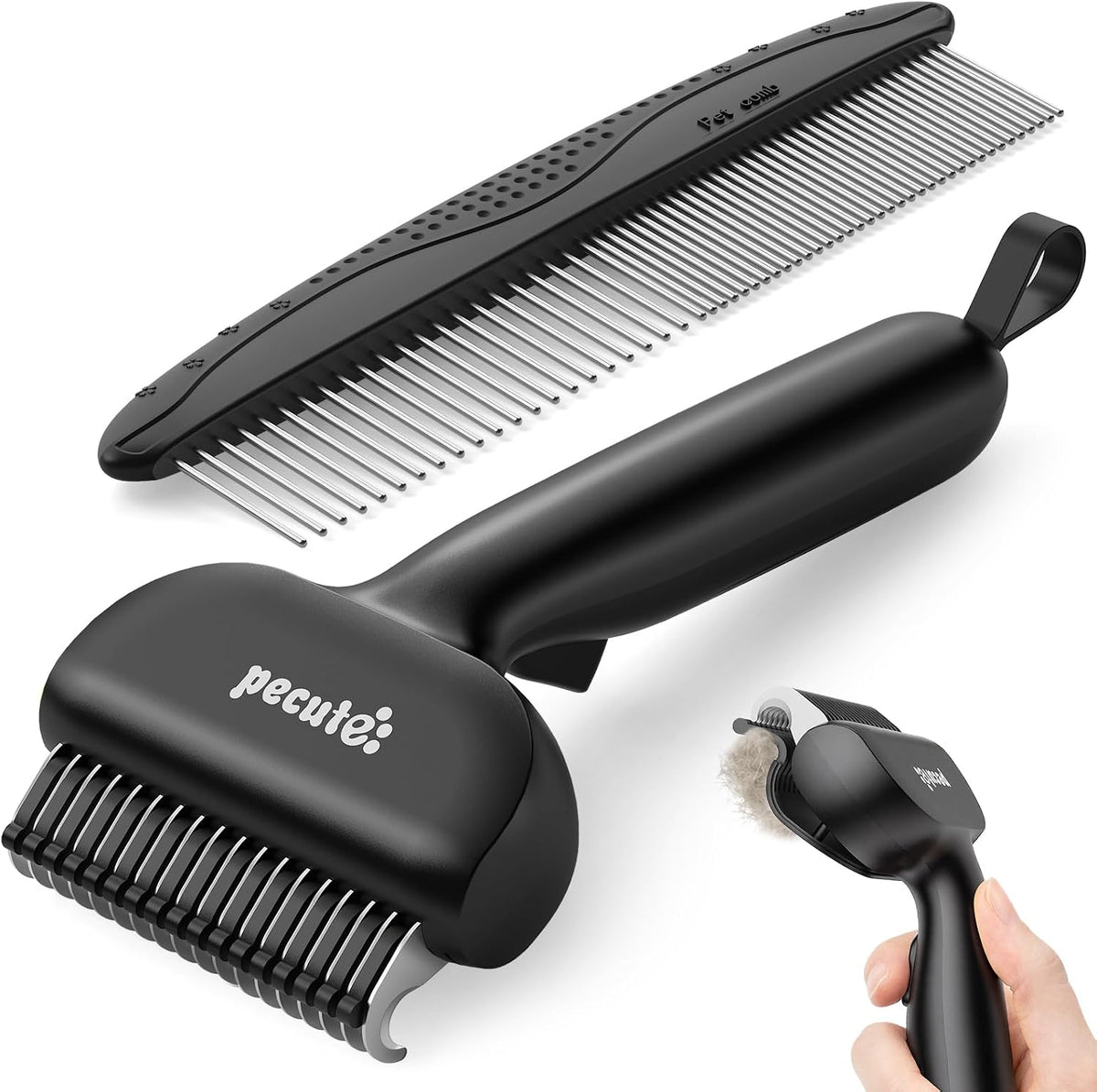 Self-Cleaning Deshedding Dog Cat Brush, Thick Double Coat Undercoat Rake