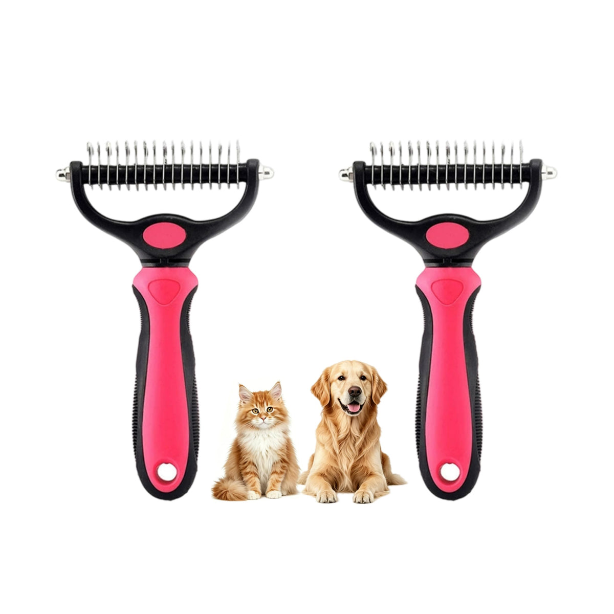 Dematting Comb for Dogs and Cats, Undercoat Rake Pet Brush for Long Hair, Deshedding Dog Brush Removes Tangles Knots and Loose Fur, Grooming Tool for Thick Coats (Blue L)