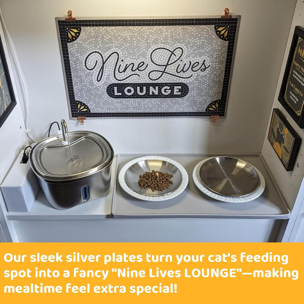6-Pack Stainless Steel Cat Bowls, 5.5" Whisker Friendly Shallow Plates with Non-Slip Silicone Pads, Food Grade Metal Dishes for Fatigue Relief, Dishwasher Safe for Cats, Kittens
