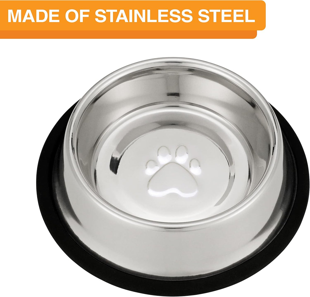 Neater Pet Brands - Stainless Steel No-Skid & Non-Tip Pet Bowl for Cat or Dog Food or Water (16 oz, Stainless Steel)