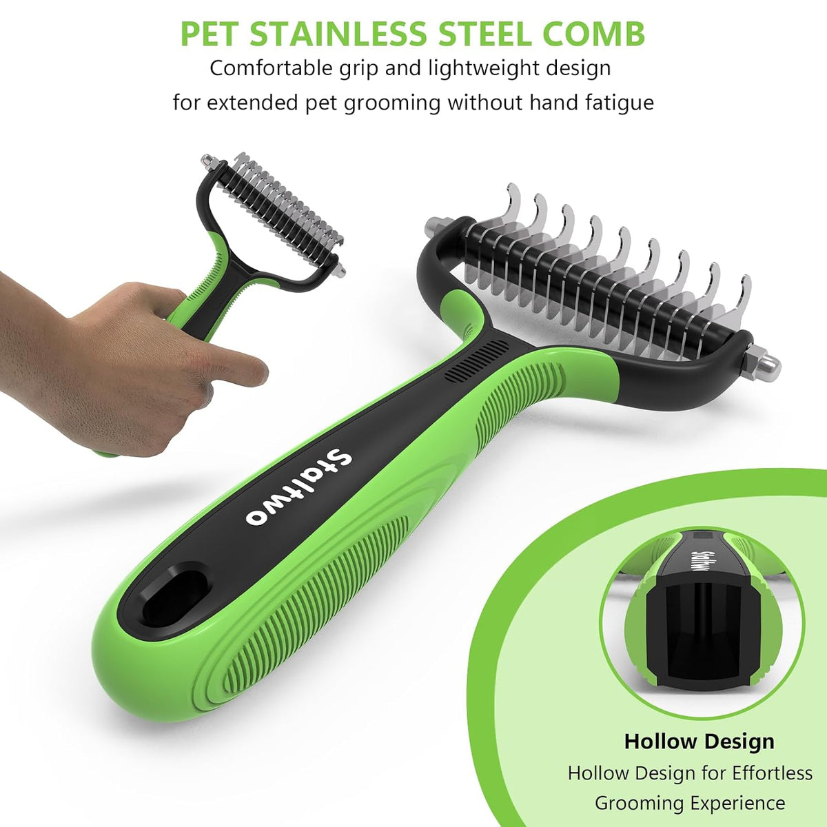 Staltwo Deshedding Dog Brush, Deshedding Undercoat Rake for Dog&Cat