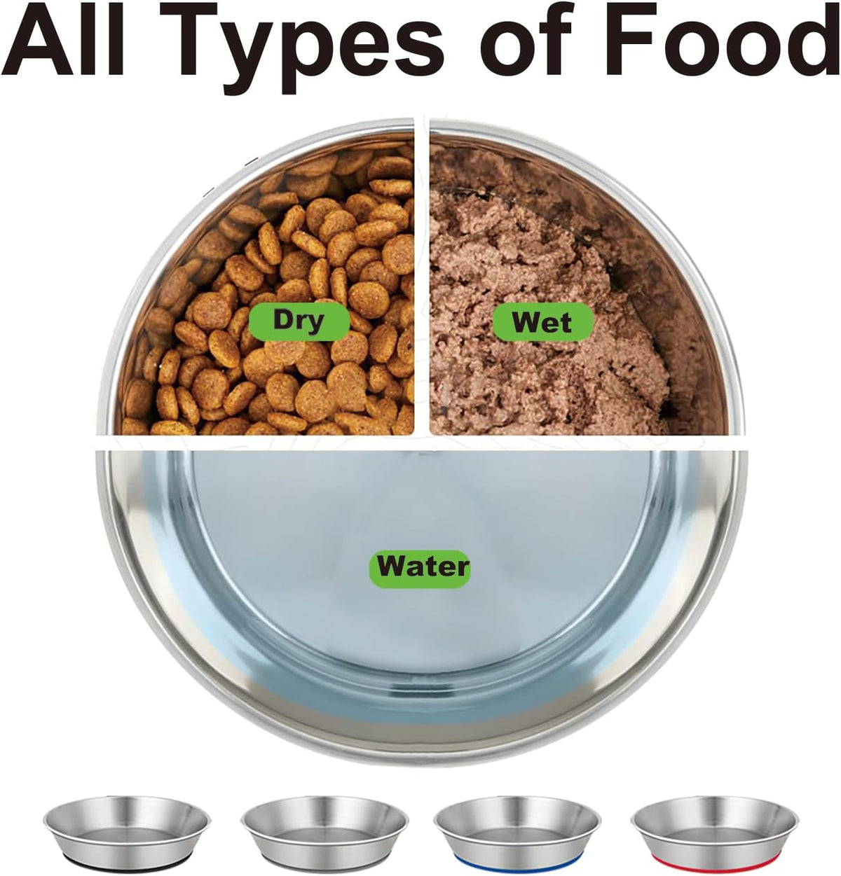 2 Pack 304 Stainless Steel 6" Shallow Wide Cat Bowls for Food and Water