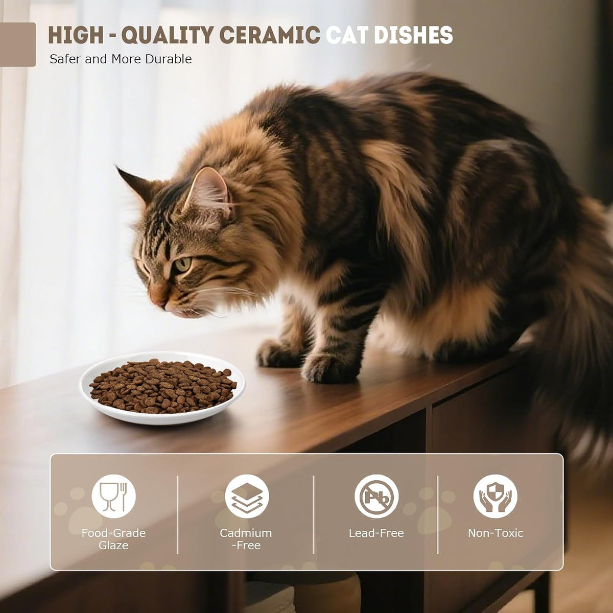 Cat Food Bowl, 4PCS Ceramic Cat Dishes for Food, Non-Slip Kitten Bowls Set