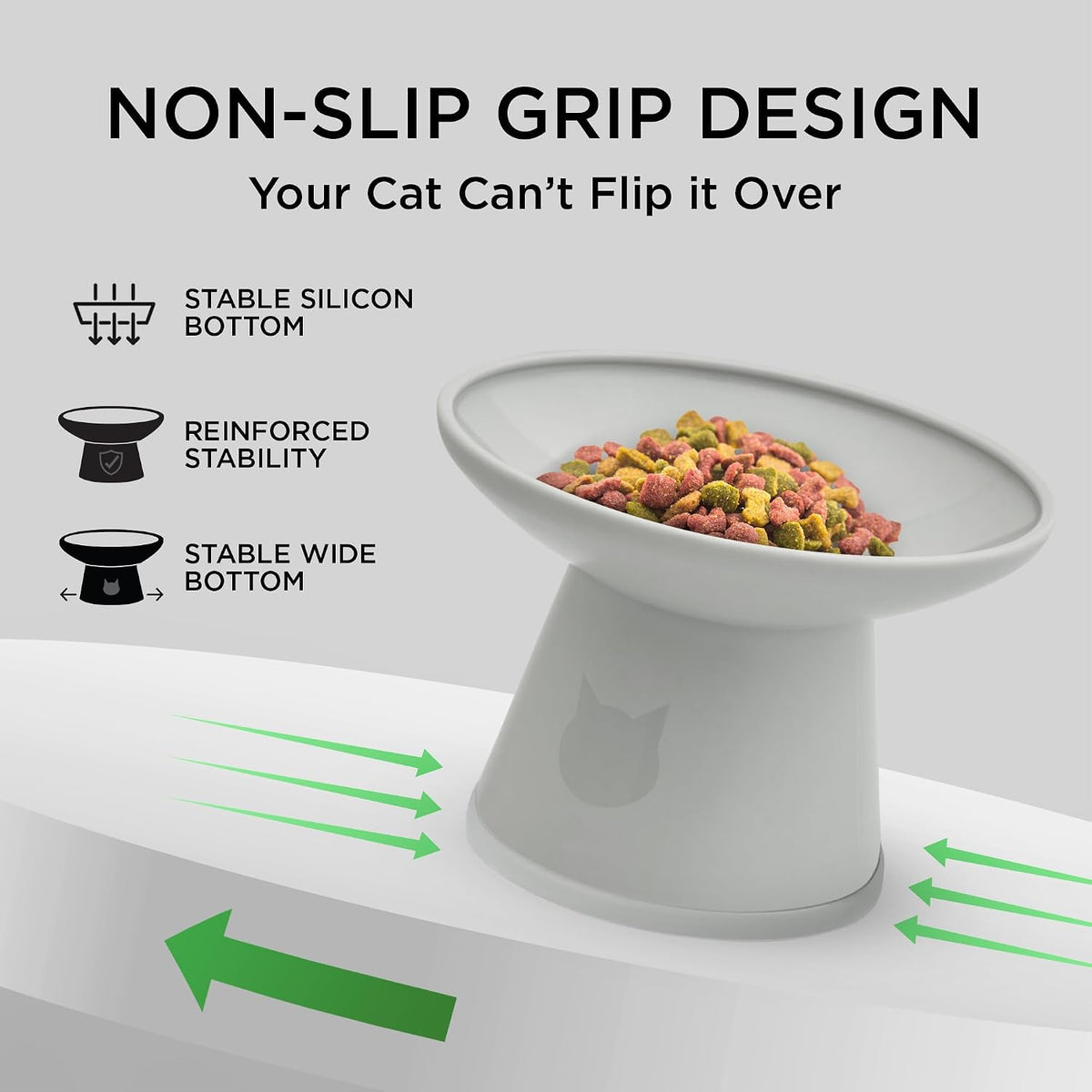Necoichi BPA-Free Extra-Wide Elevated Cat Food Bowls, 2-Pack (Classic)