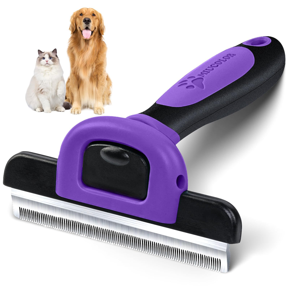 MIU COLOR Pet Grooming Brush, Deshedding Tool for Dogs & Cats, Blue