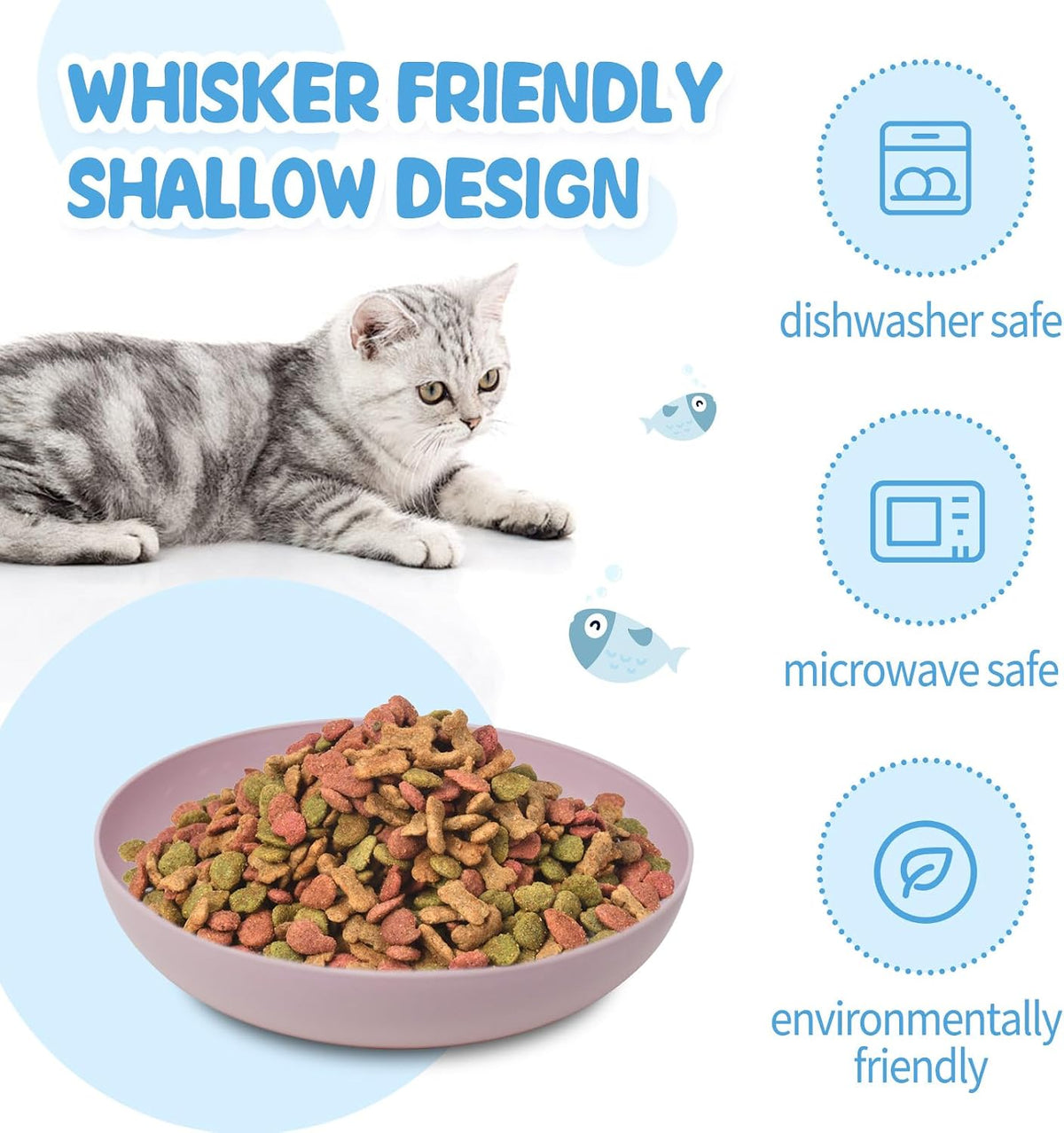 [8 Pack] Cat Dishes Whisker Friendly, Shallow Wide Pet Food and Water Bowl, Durable Wheat Straw Cat Bowls for Indoor Outdoor Cats