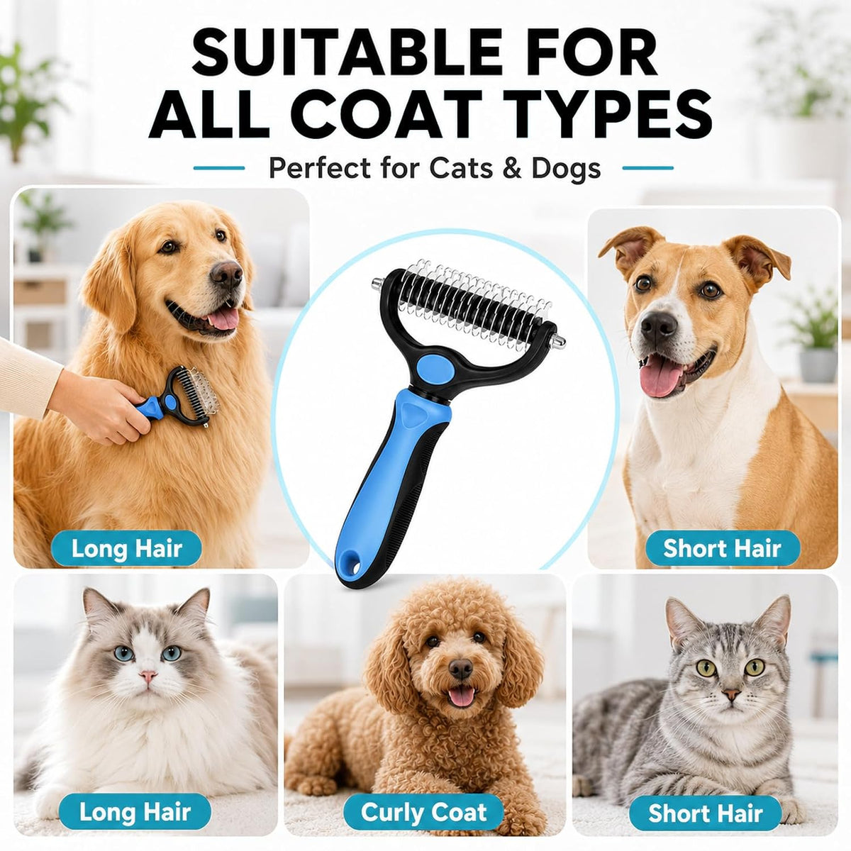 Pet Grooming Combo for Detangling Long Matted Fur Dogs & Cats
