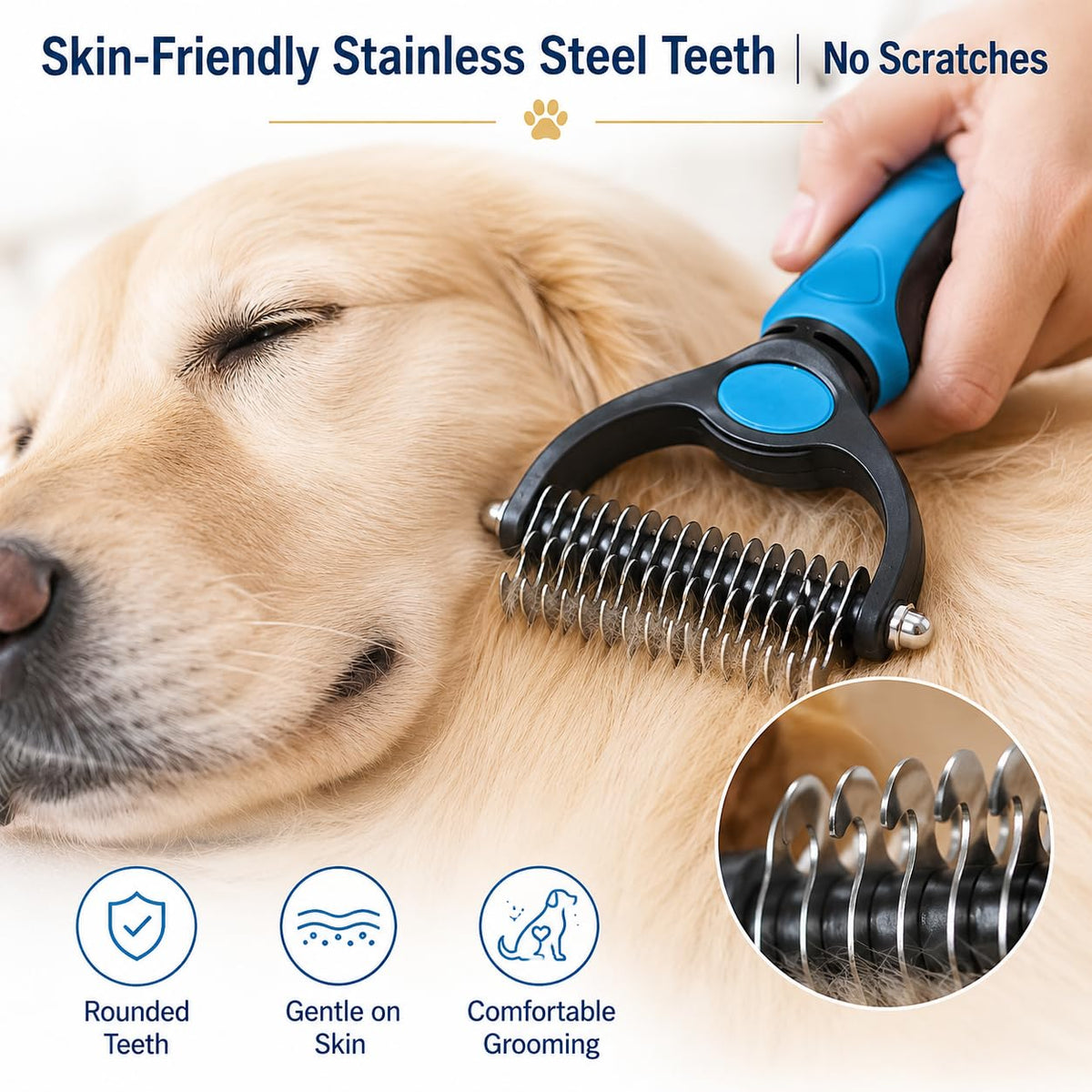 Pet Pro Tool Grooming Dog Deshedding Undercoat Rake Dual-Sided Comb