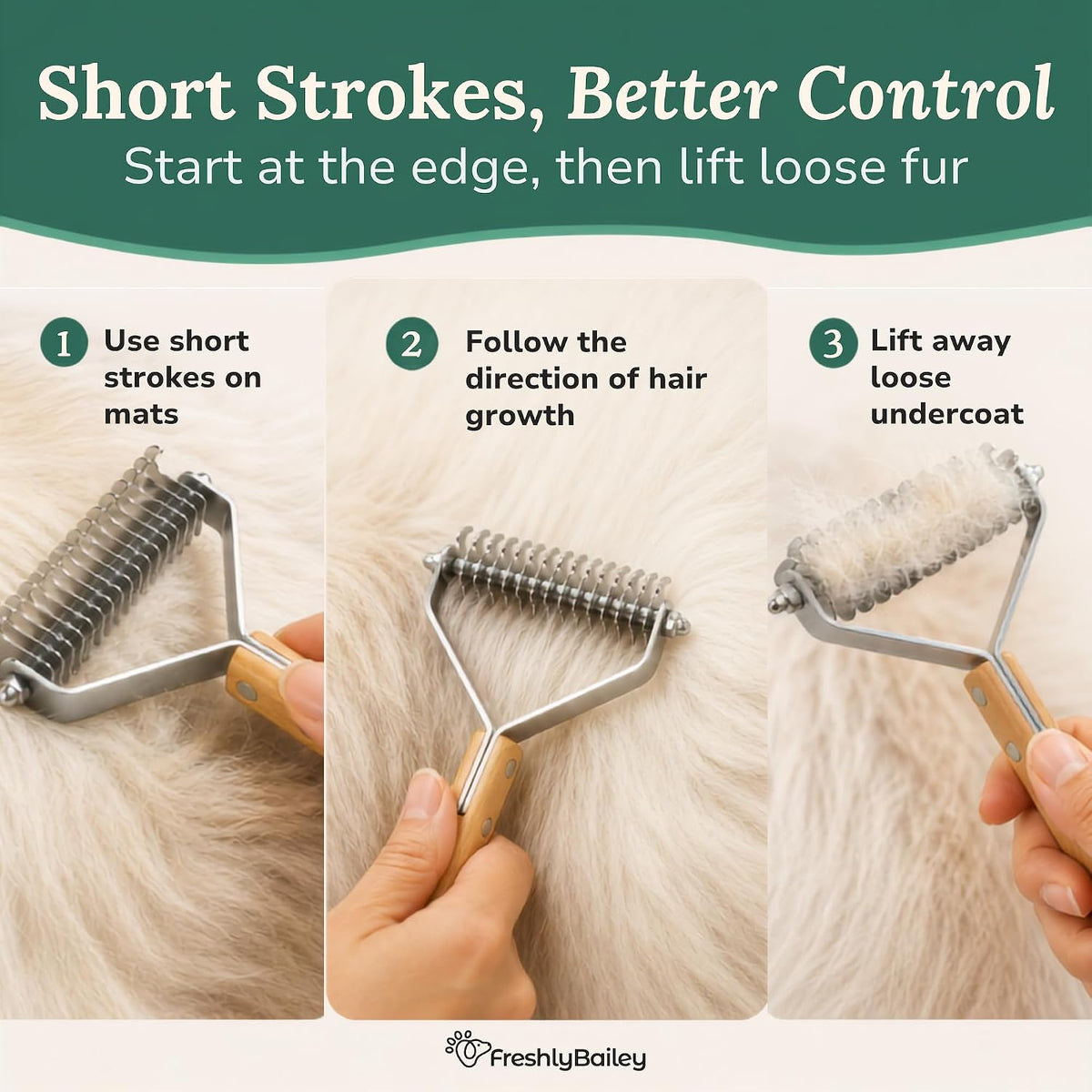 Dematting Comb for Cats and Dogs - Deshedding Undercoat Rake - Mat Remover