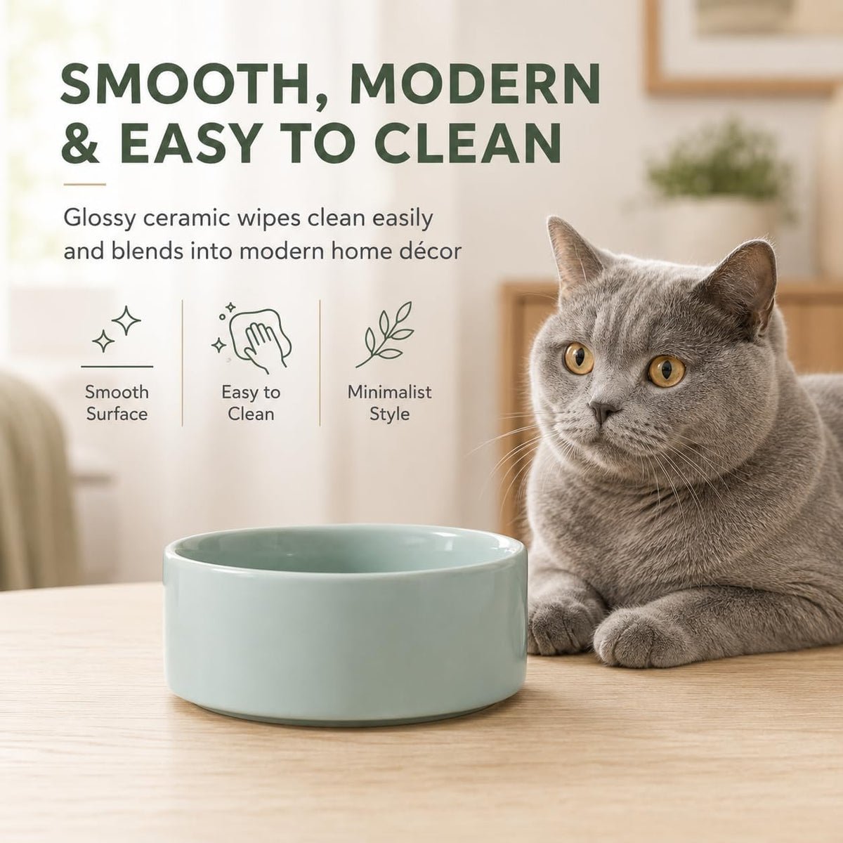 Havniva Cat Bowls Set of Two, 5.1” Ceramic Cat Food Bowls, Cat Water Bowl
