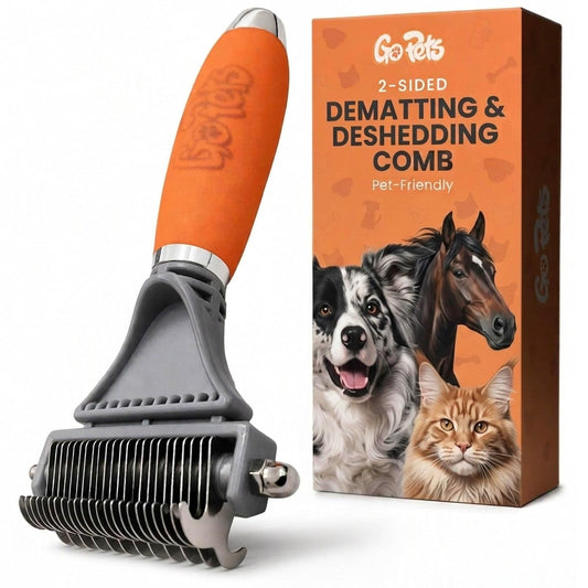 GoPets 2-in-1 Deshedding & Dematting Comb & Grooming Brush for Dogs & Cats