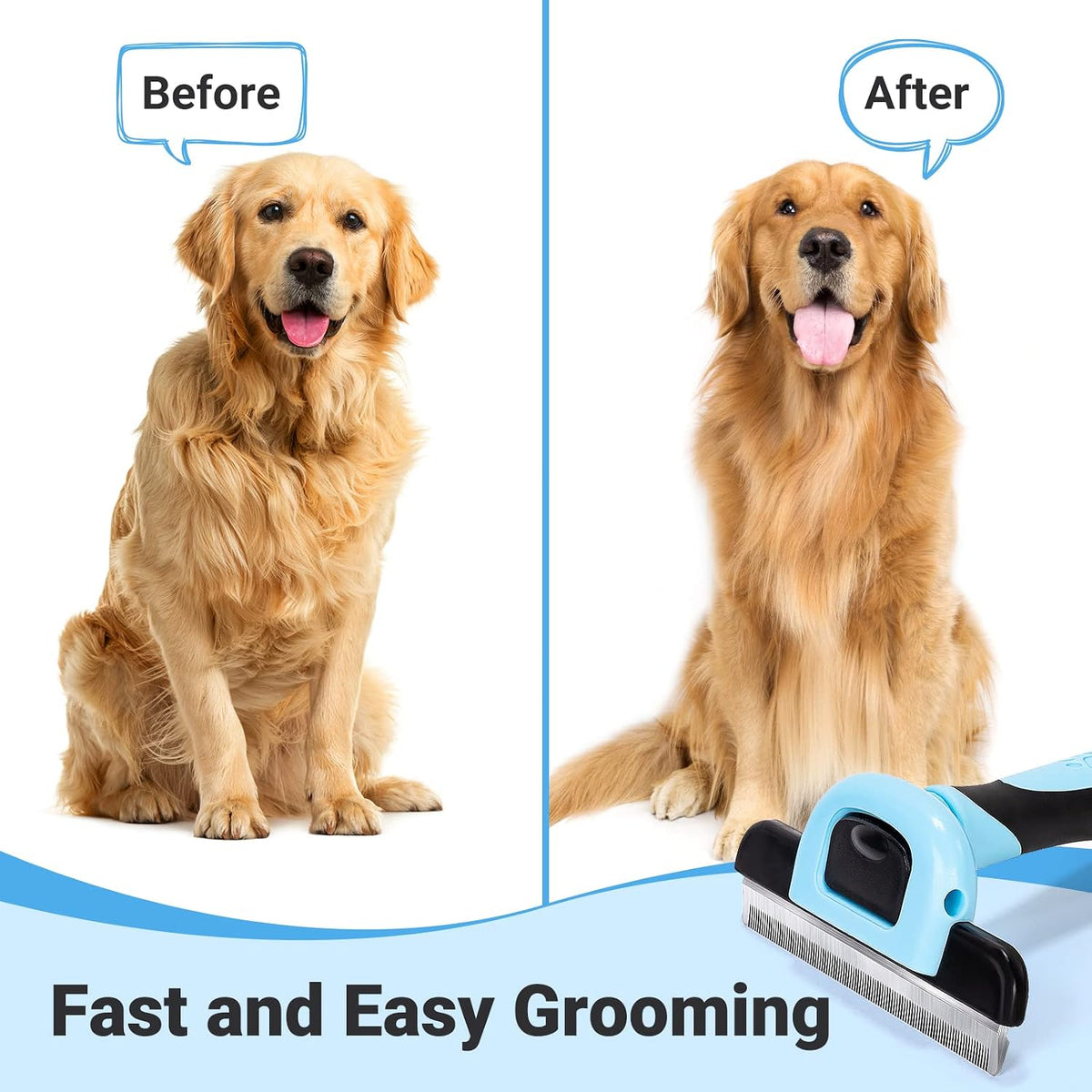 MIU COLOR Pet Grooming Brush, Deshedding Tool for Dogs & Cats, Blue