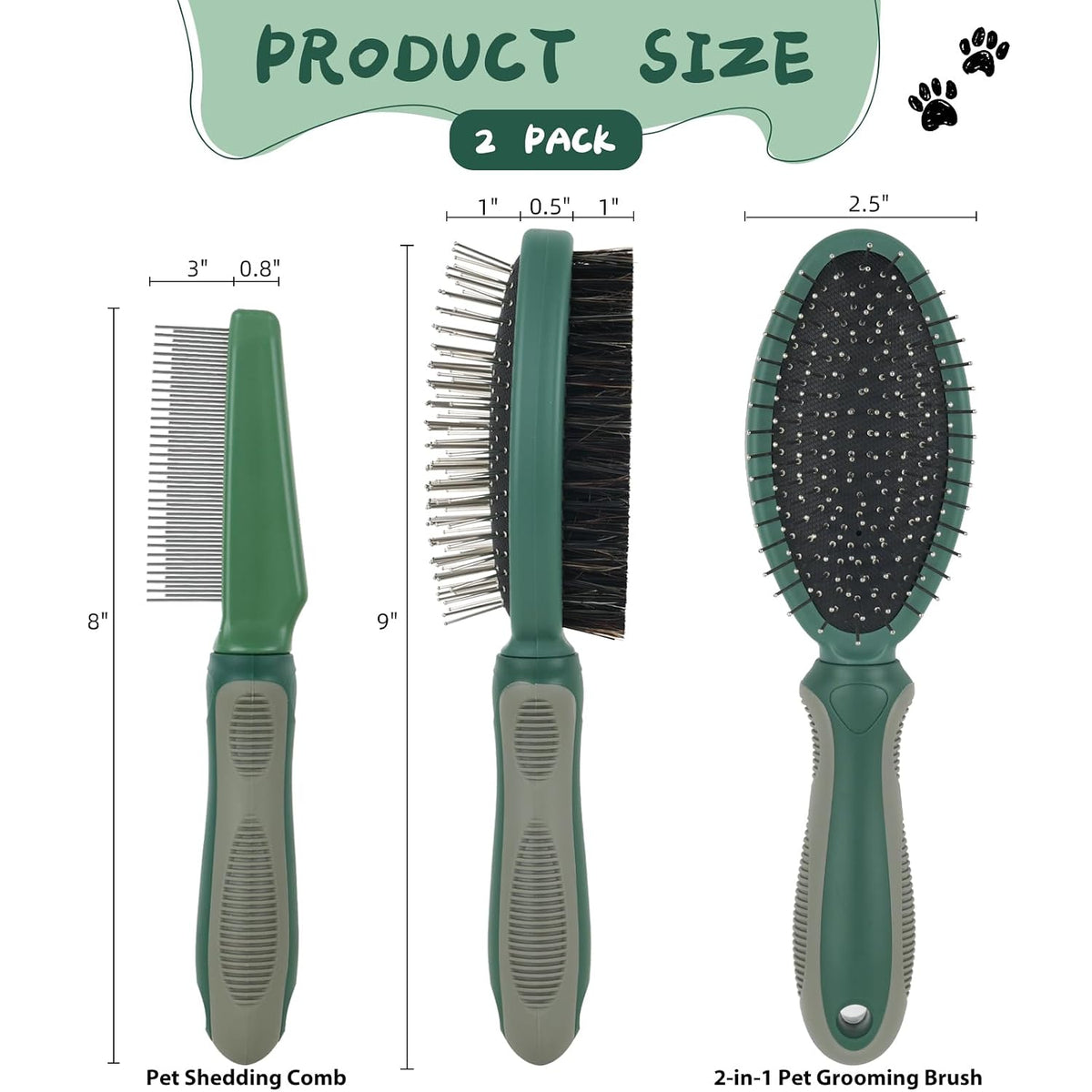 2PCS Pet Grooming Brush and Deshedding Comb Tools for Dogs Cats
