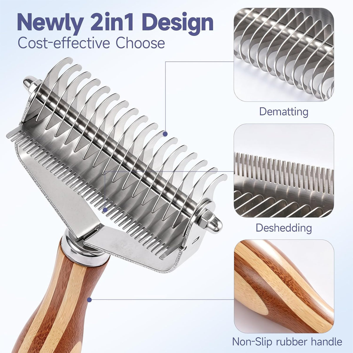 Dog Brush for Shedding & Dematting, Undercoat Rake for Long & Short Hair