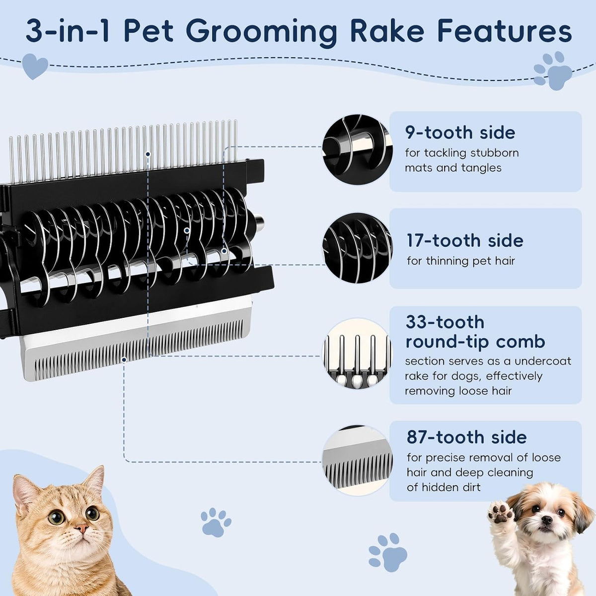 3-in-1 Pet Deshedding Dog Brush For Shedding,Dog Grooming Brushes