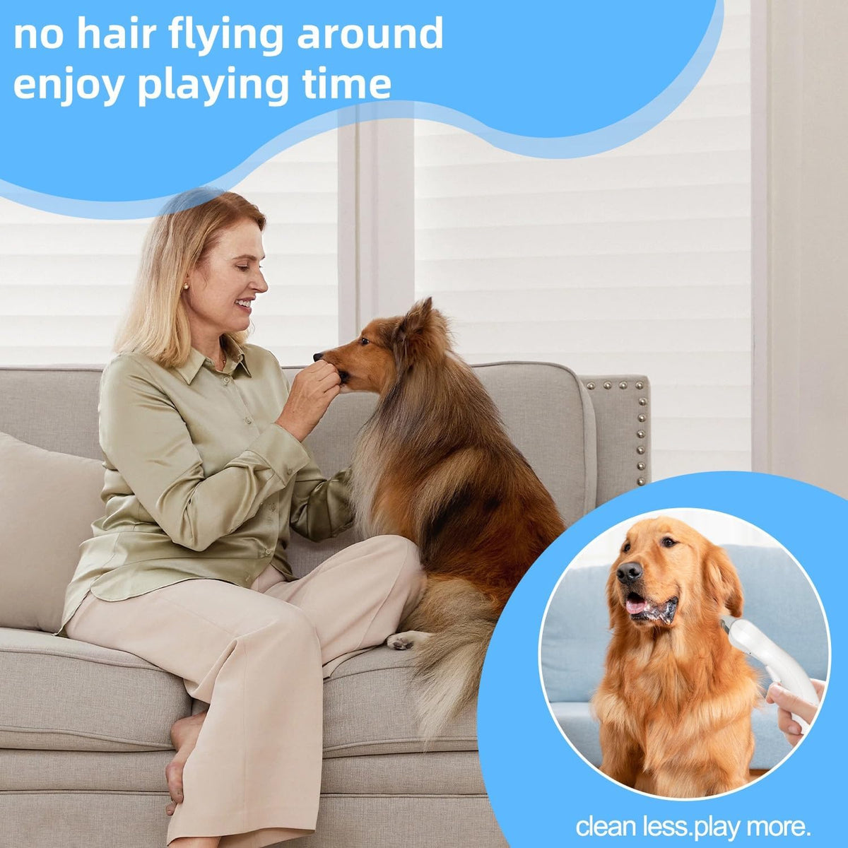 Undercoat Rake for Dogs & Cats, Self‑Clean Deshedding Brush, Dematting Comb