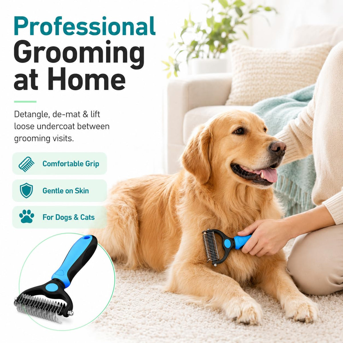 Pet Grooming Tool,Dog Brush For Shedding,Deshedding Dog Brush