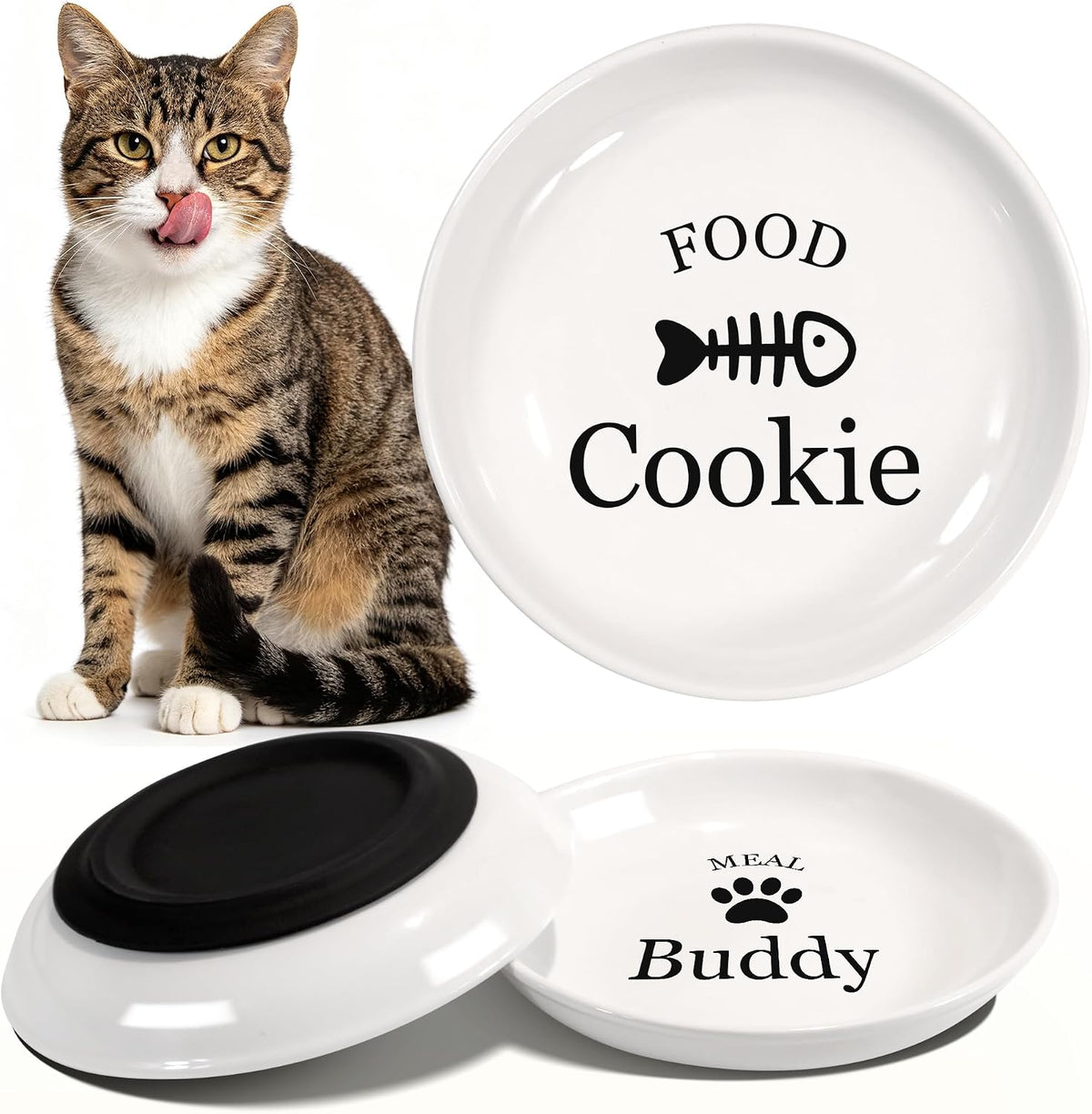 Personalized Cat Food Bowl with Name, 1 Pack Non-Slip Bottom