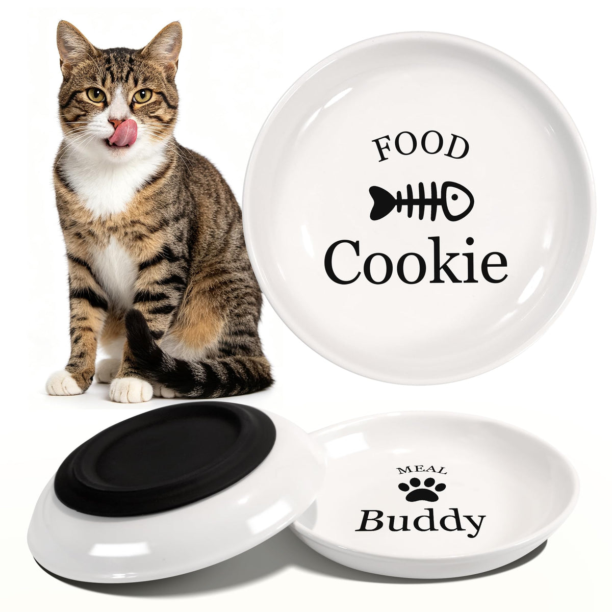 Personalized Cat Food Bowl with Name, 1 Pack Non-Slip Bottom