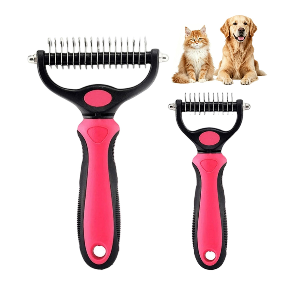 Dematting Comb for Dogs and Cats, Undercoat Rake Pet Brush for Long Hair, Deshedding Dog Brush Removes Tangles Knots and Loose Fur, Grooming Tool for Thick Coats (Blue L)