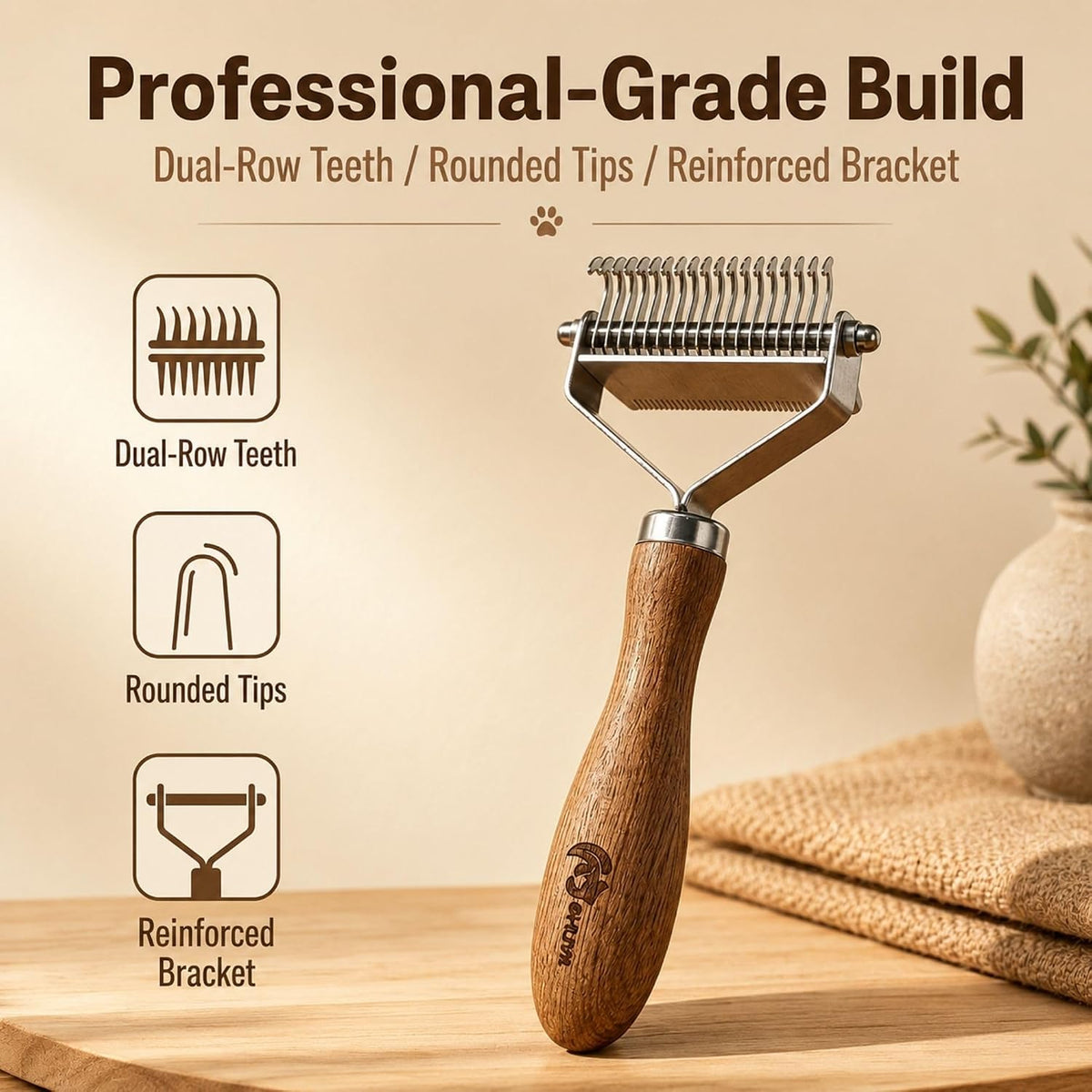 Cat Brush for Long Haired Cats, 2-in-1 Dematting & Deshedding Comb
