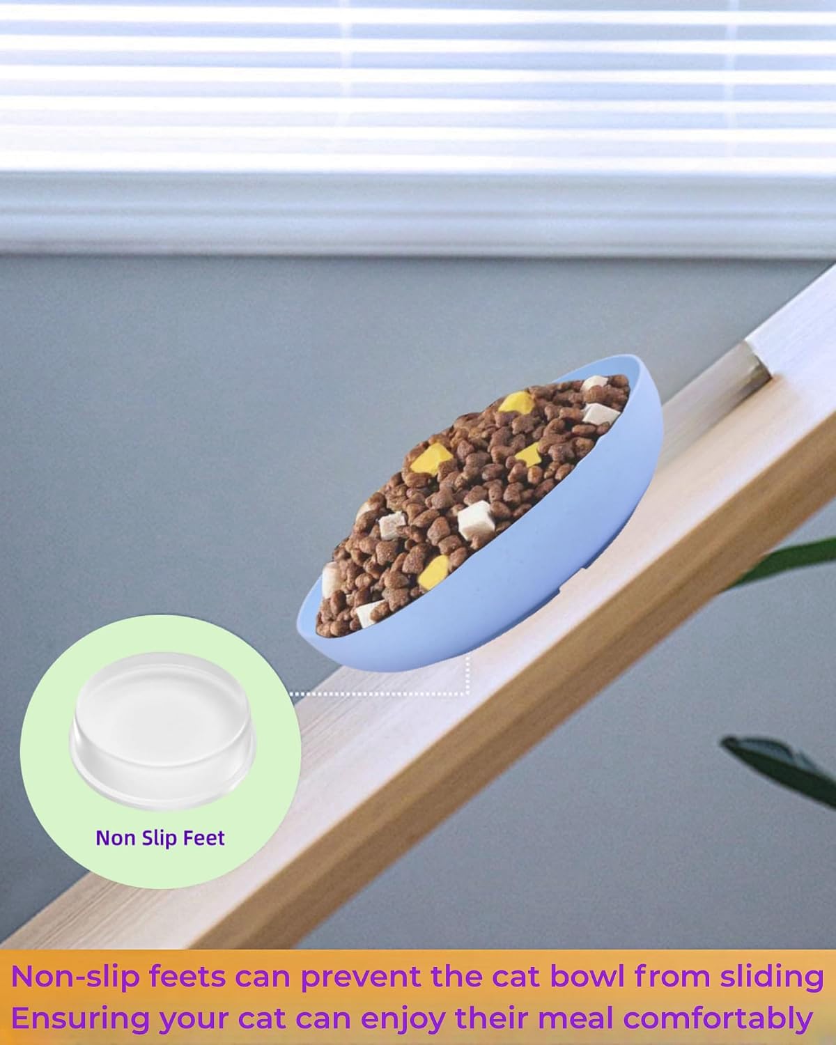 6 Set Cat Bowl BPA Free, Whisker Friendly Cat Food Bowl, Non-Slip, Plastic