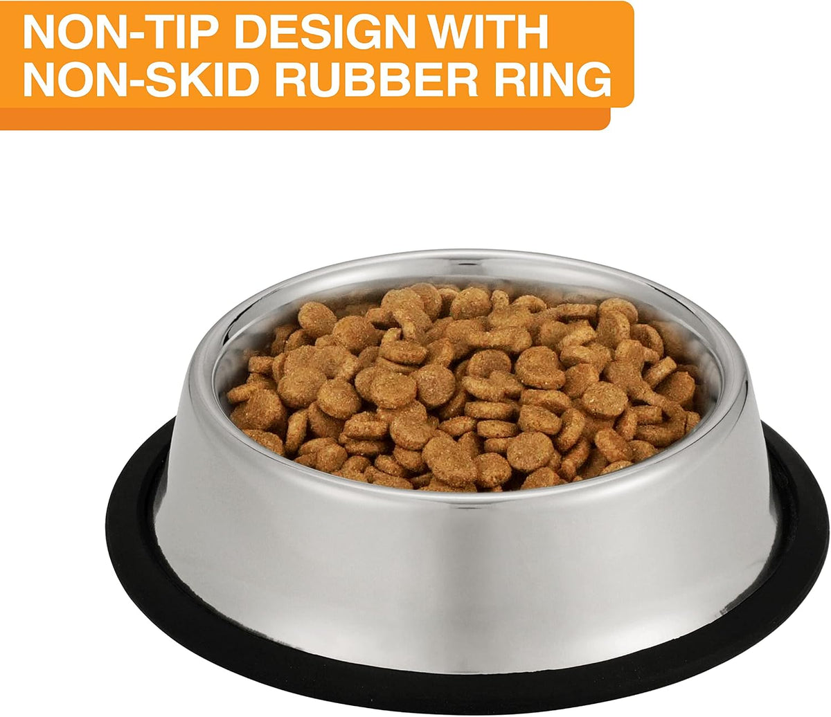 Neater Pet Brands - Stainless Steel No-Skid & Non-Tip Pet Bowl for Cat or Dog Food or Water (16 oz, Stainless Steel)