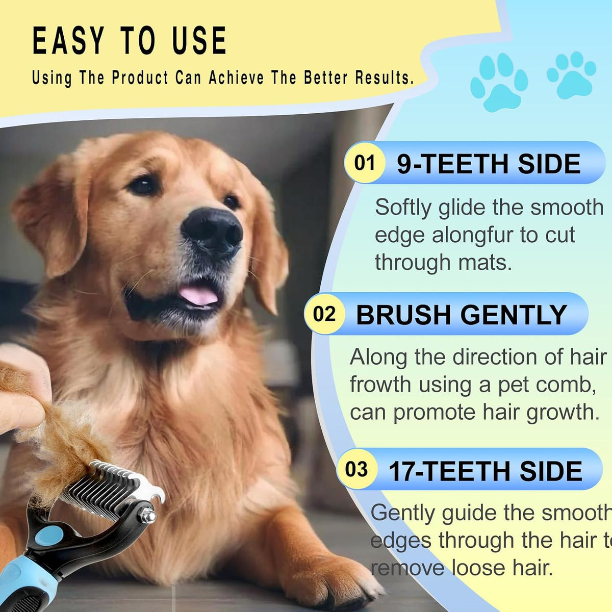 Dog Grooming Rake, Dog Brush for Shedding for Dogs and Cats