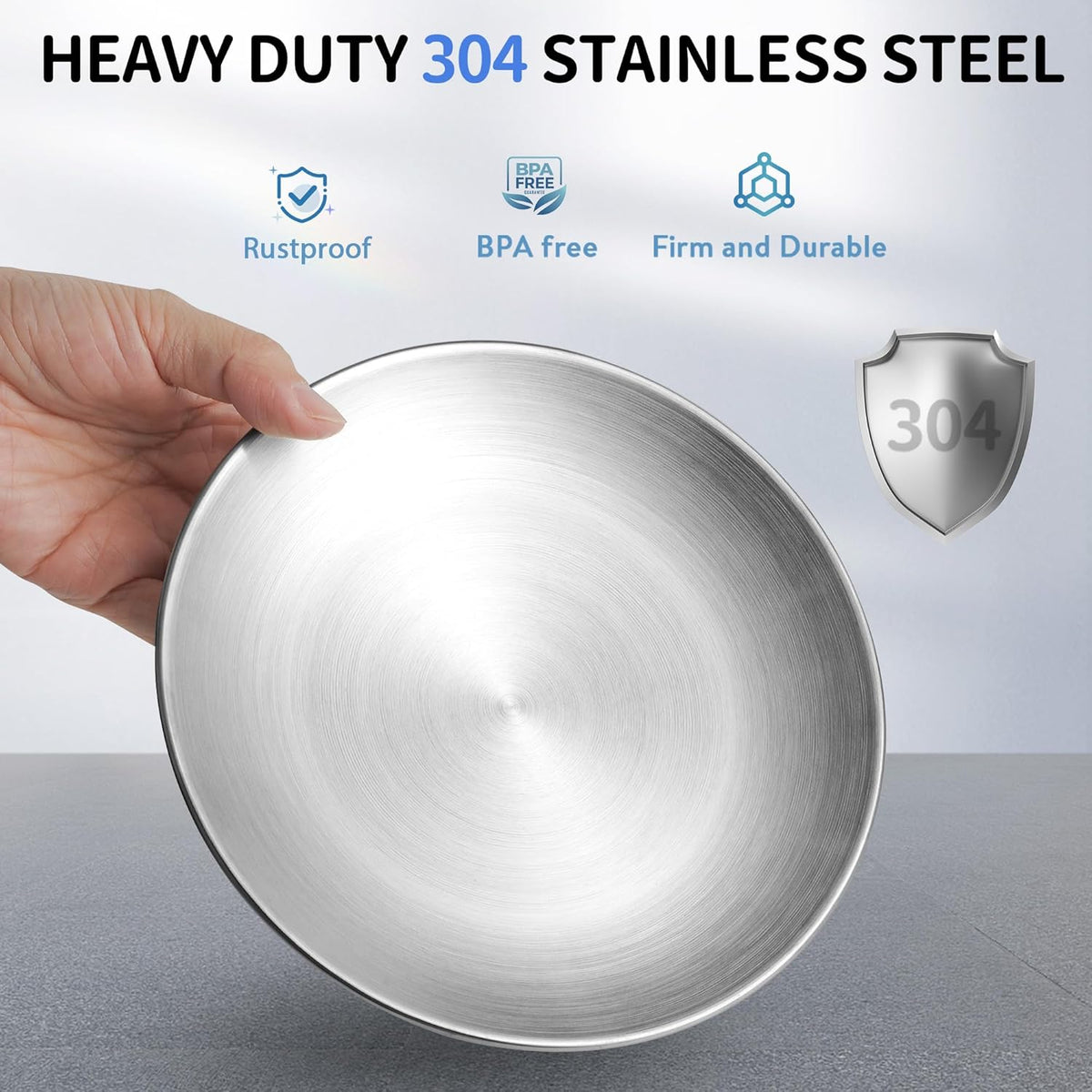 WROSWT 304 Stainless Steel Cat Plates for Wet Food, 6.7" Shallow/Wide Whisker Friendly Cats Food Bowls, Non-Slip Silicone Base,Easy to Clean Indoor Cat Feeding Dishes, 3 Pack