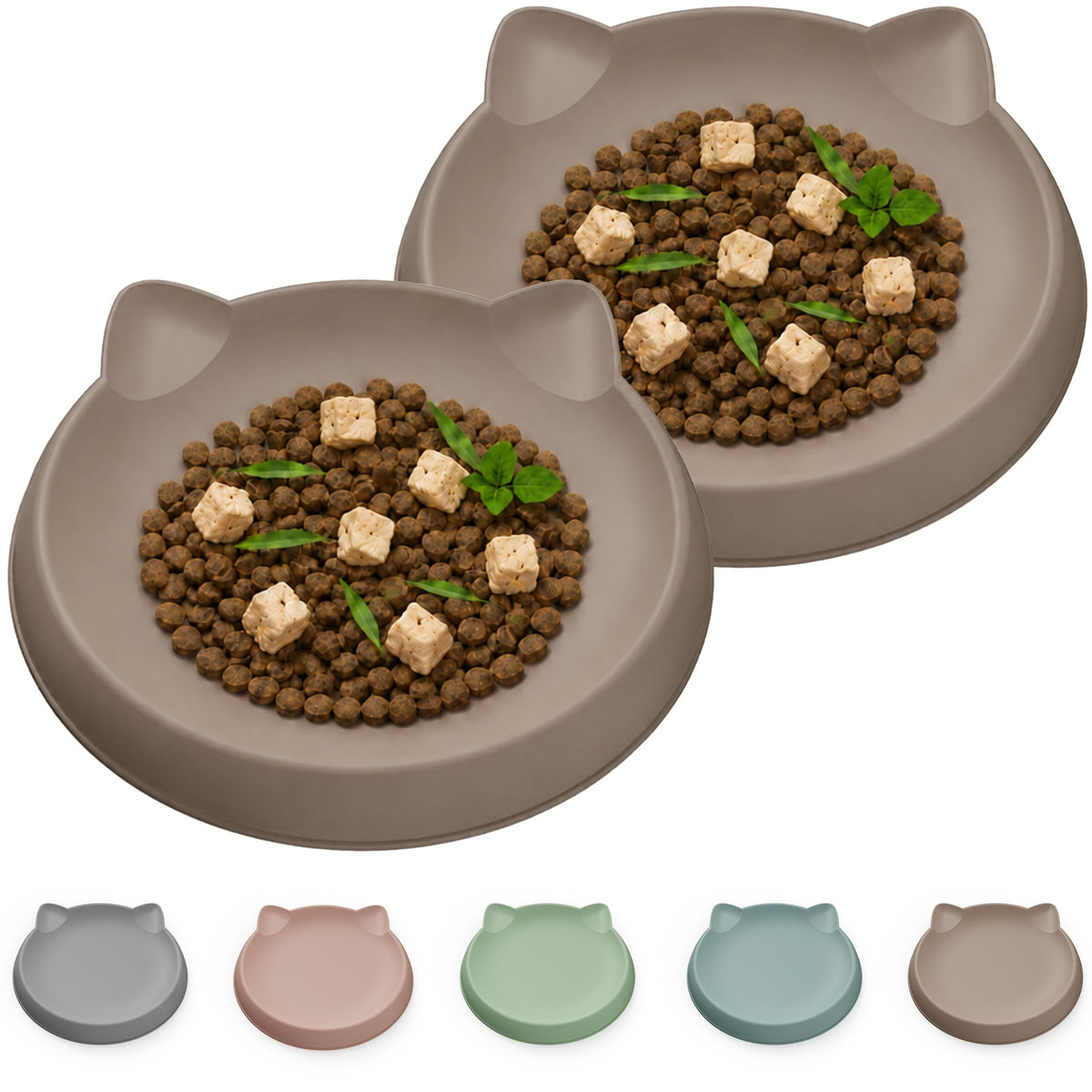 Kitten Food Bowl 2pcs Silicone Cat Bowls Plates for Wet Food
