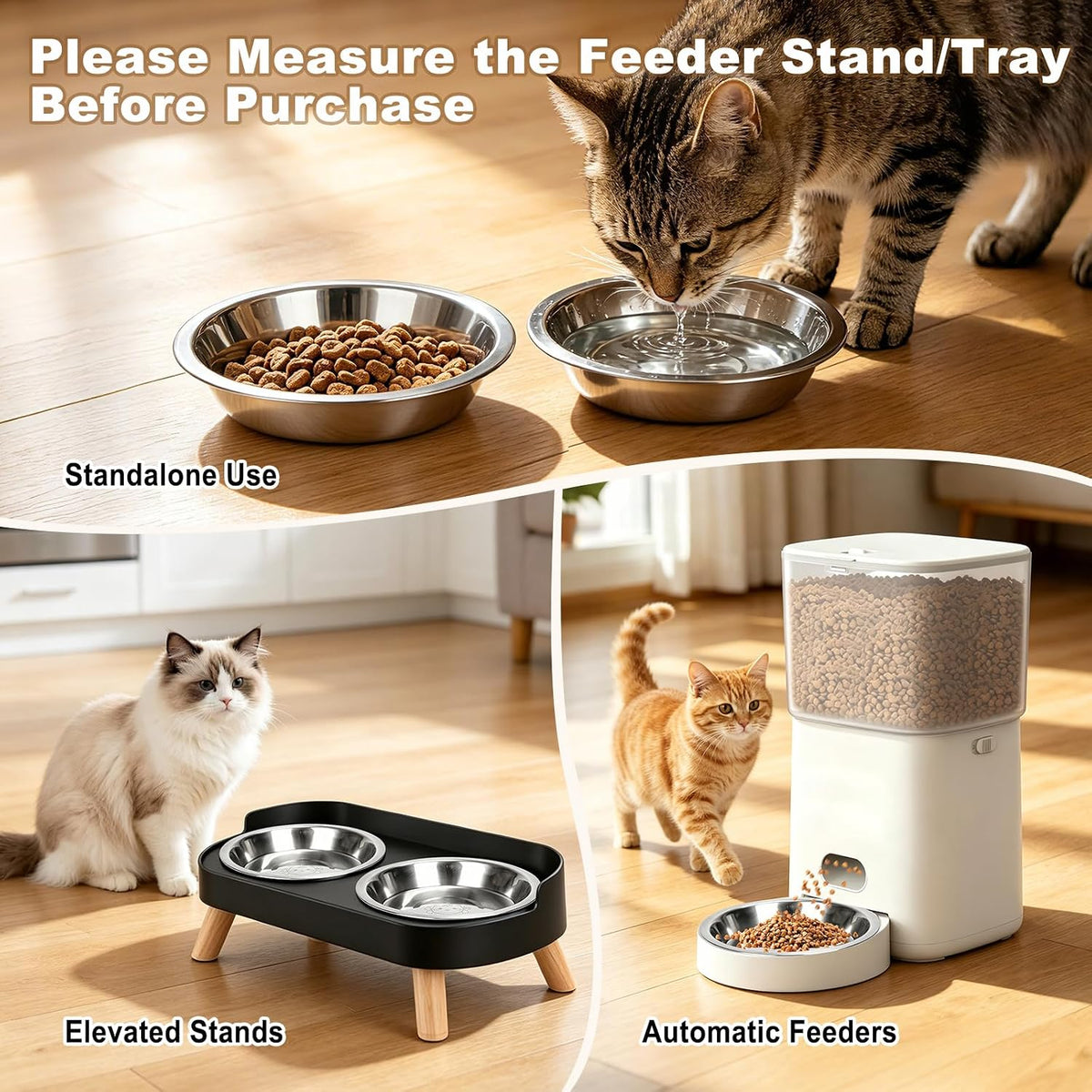 Stainless Steel Cat Bowls, 6 Pack Shallow Wide Whisker Fatigue Food Water Bowls, 6.3" Metal Cat Dishes with Non-Slip Bottom, Cute Cat Kitten Small Dog Bowl for Indoor Feeding or Elevated Stand