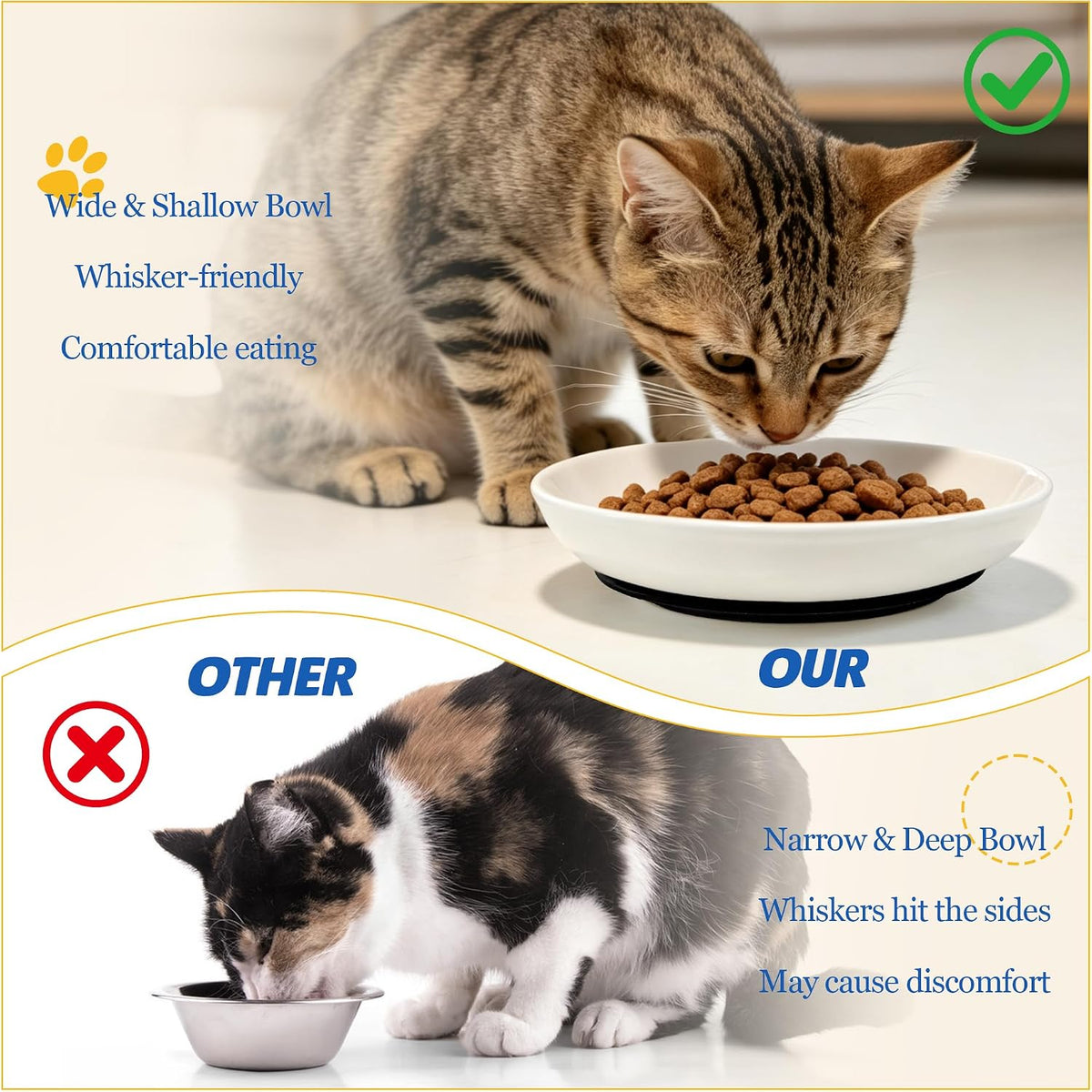 Personalized Cat Food Bowl with Name, 1 Pack Non-Slip Bottom