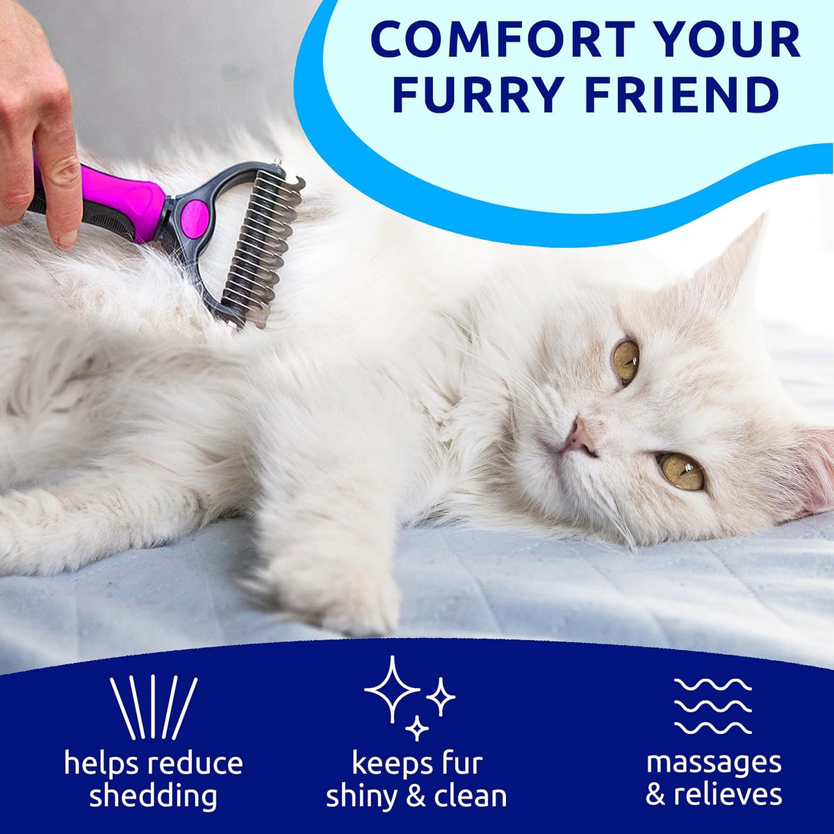 Pat Your Pet Deshedding Brush & Metal Comb Grooming Combo for Cats & Dogs