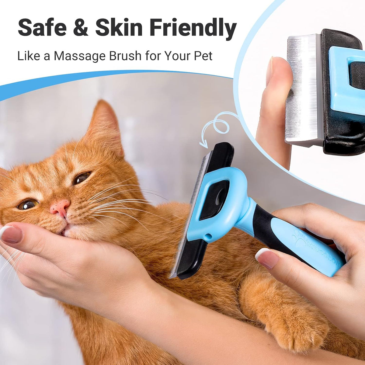 MIU COLOR Pet Grooming Brush, Deshedding Tool for Dogs & Cats, Blue