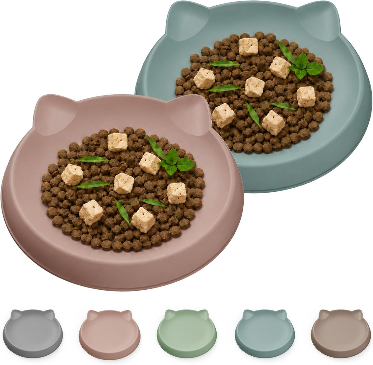 Kitten Food Bowl 2pcs Silicone Cat Bowls Plates for Wet Food