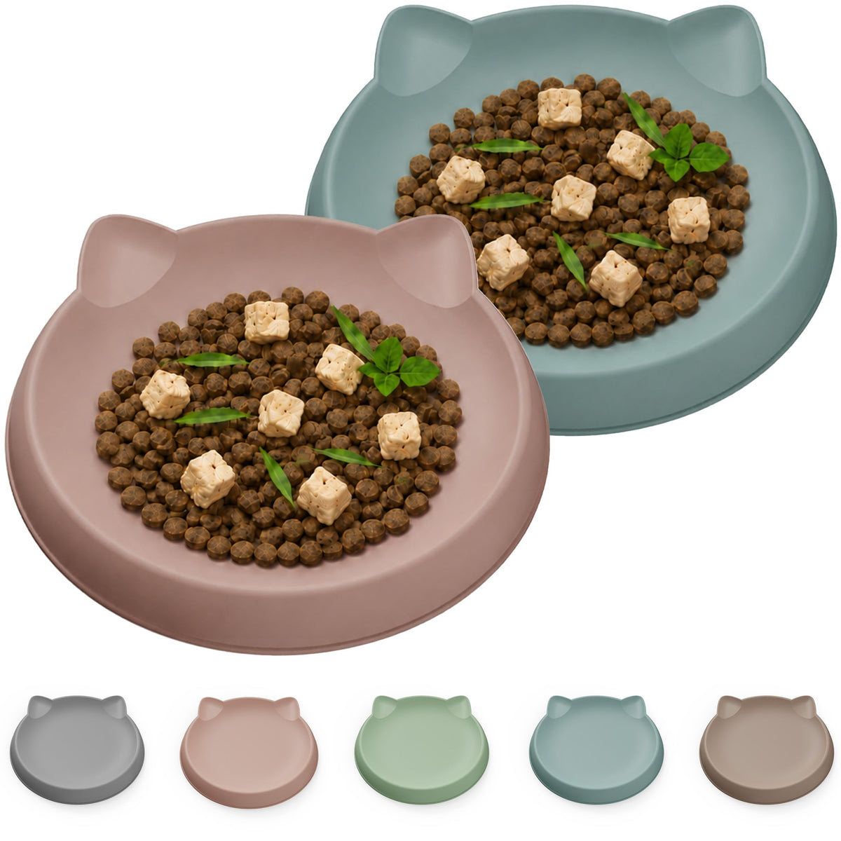 Kitten Food Bowl 2pcs Silicone Cat Bowls Plates for Wet Food