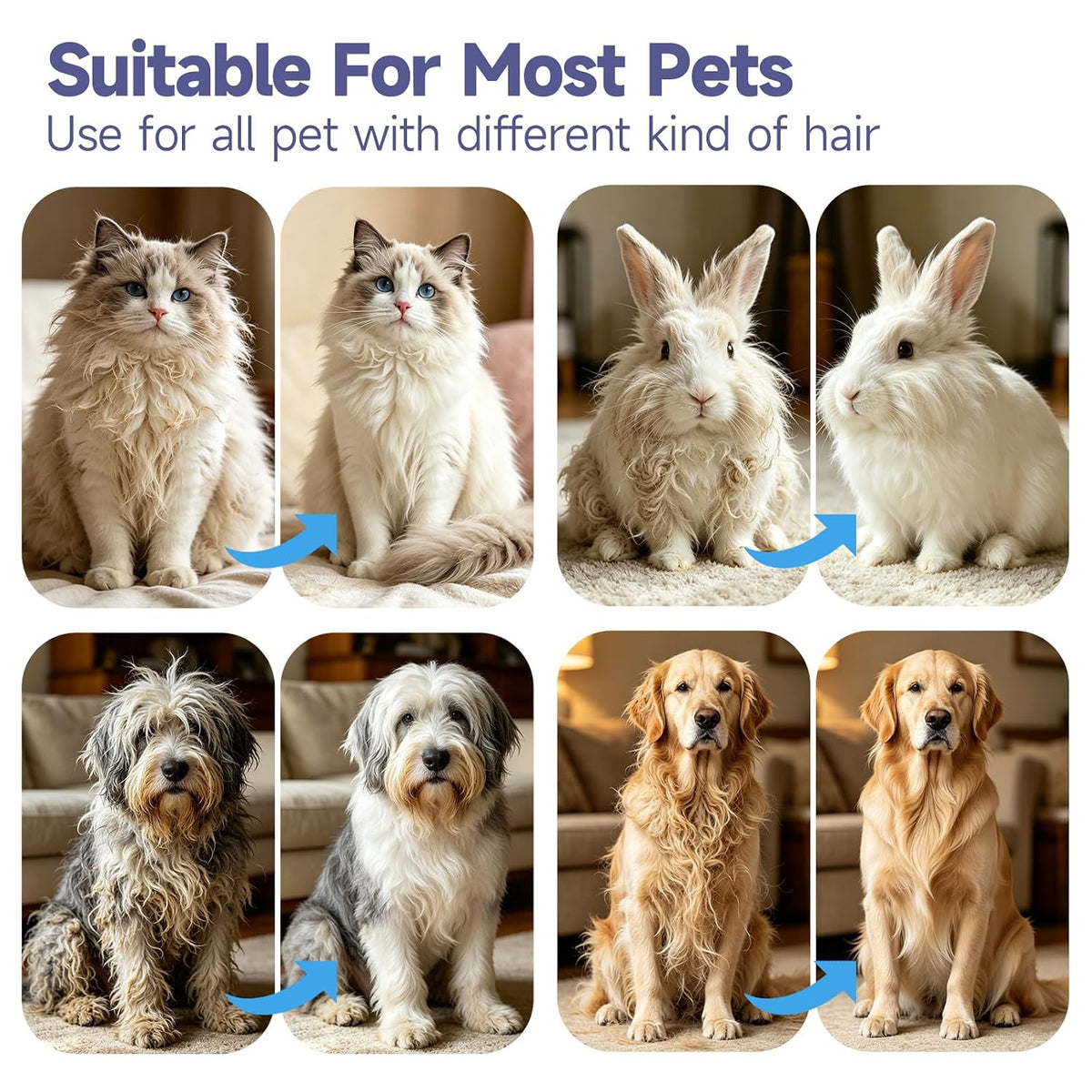 Dog Brush for Shedding & Dematting, Undercoat Rake for Long & Short Hair