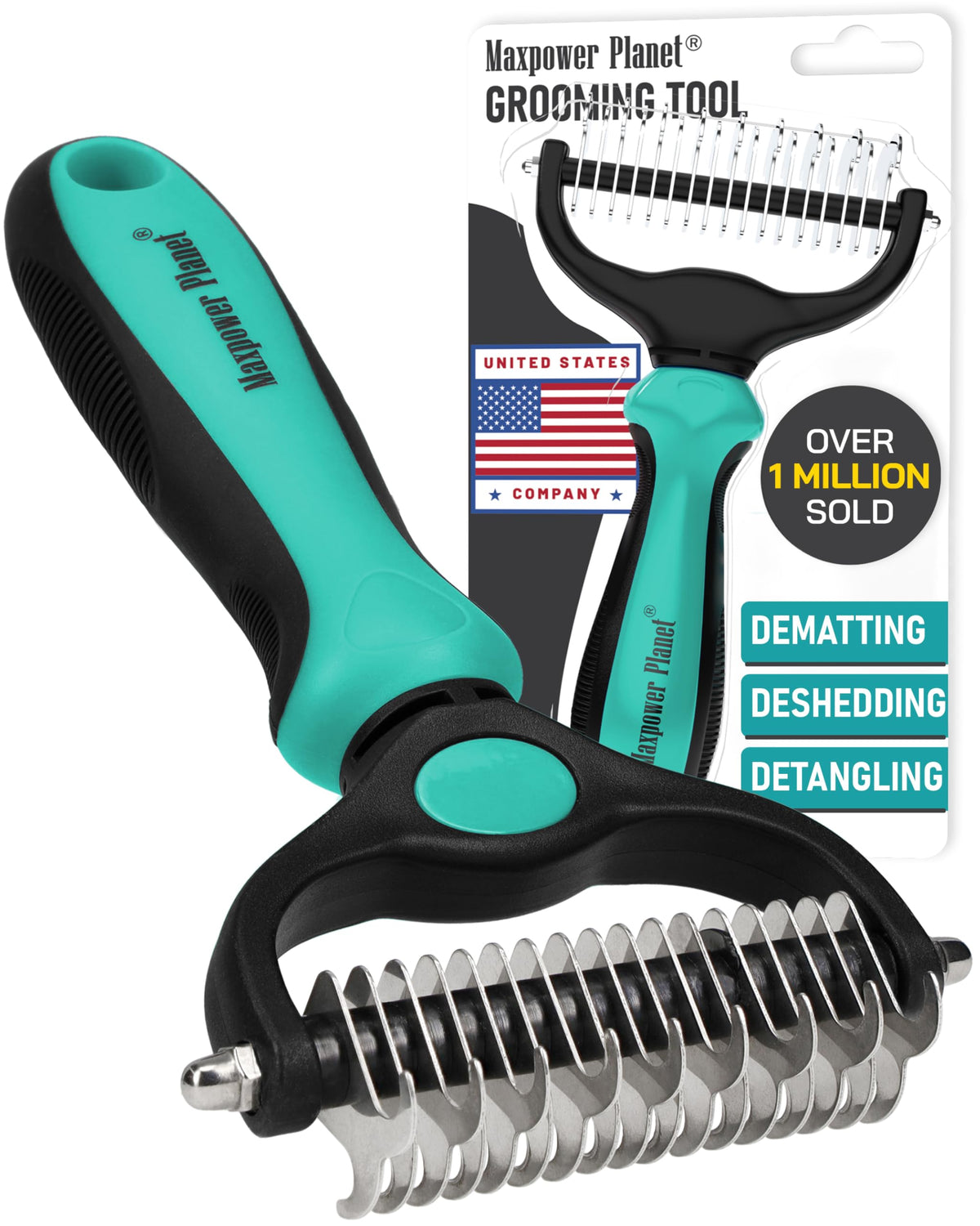 Maxpower Planet Dog Grooming Rake, Deshedding Undercoat Brush, Dogs & Cats