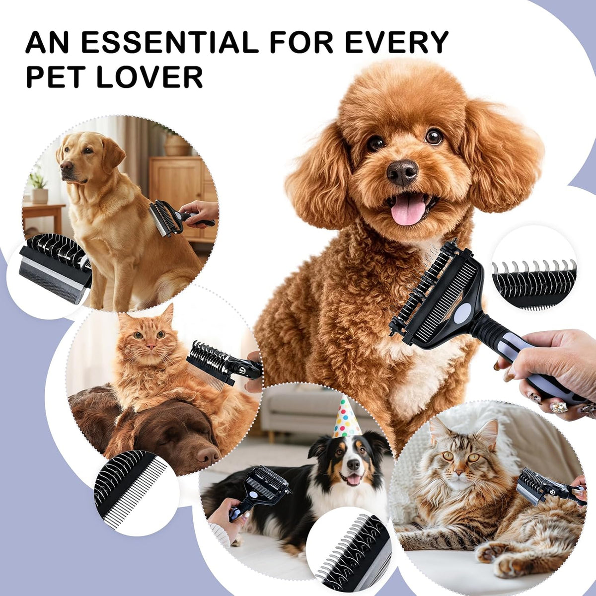 3-IN-1 Pet Deshedding and Grooming Brush Tool