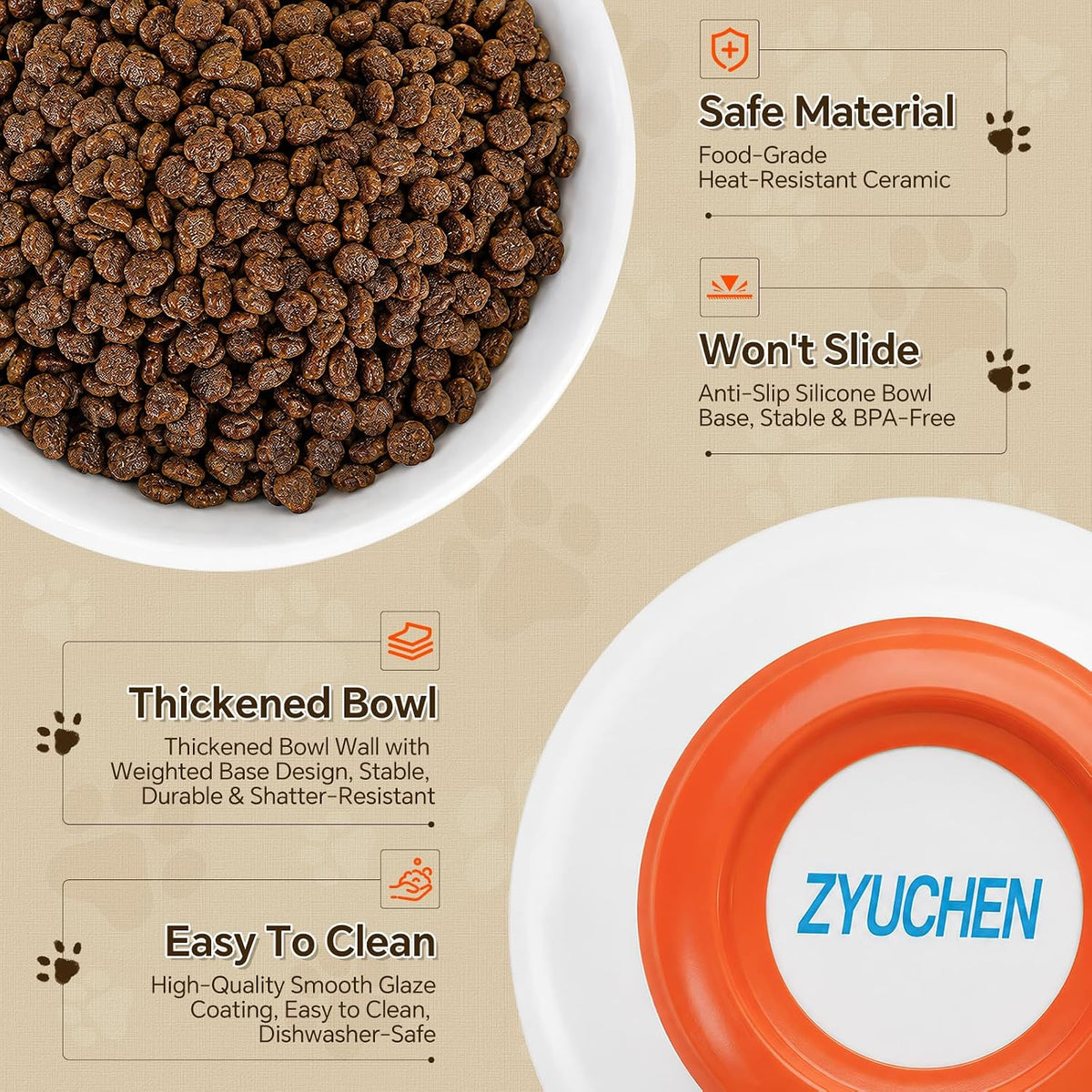 Ceramic Cat Bowls Whisker Friendly, Whisker Fatigue Cat Bowl Shallow & Wide