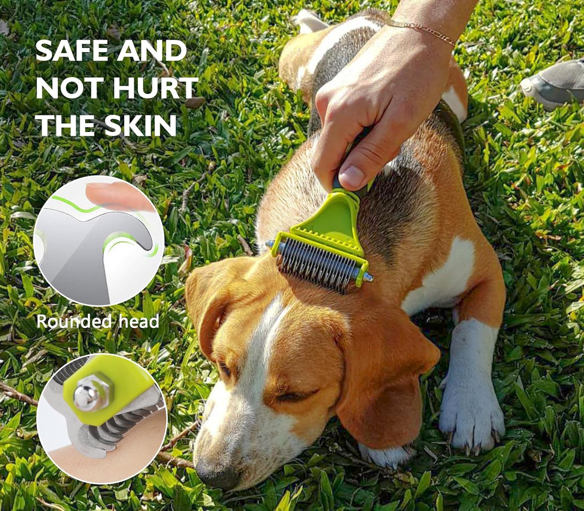 Pecute Double-Sided Undercoat Rake for Dogs & Cats with Thick Double Coats
