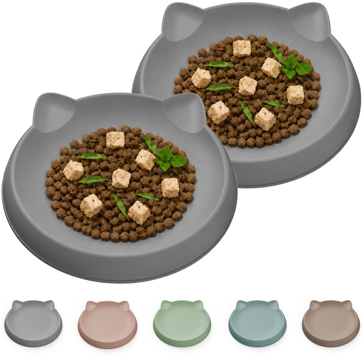 Kitten Food Bowl 2pcs Silicone Cat Bowls Plates for Wet Food