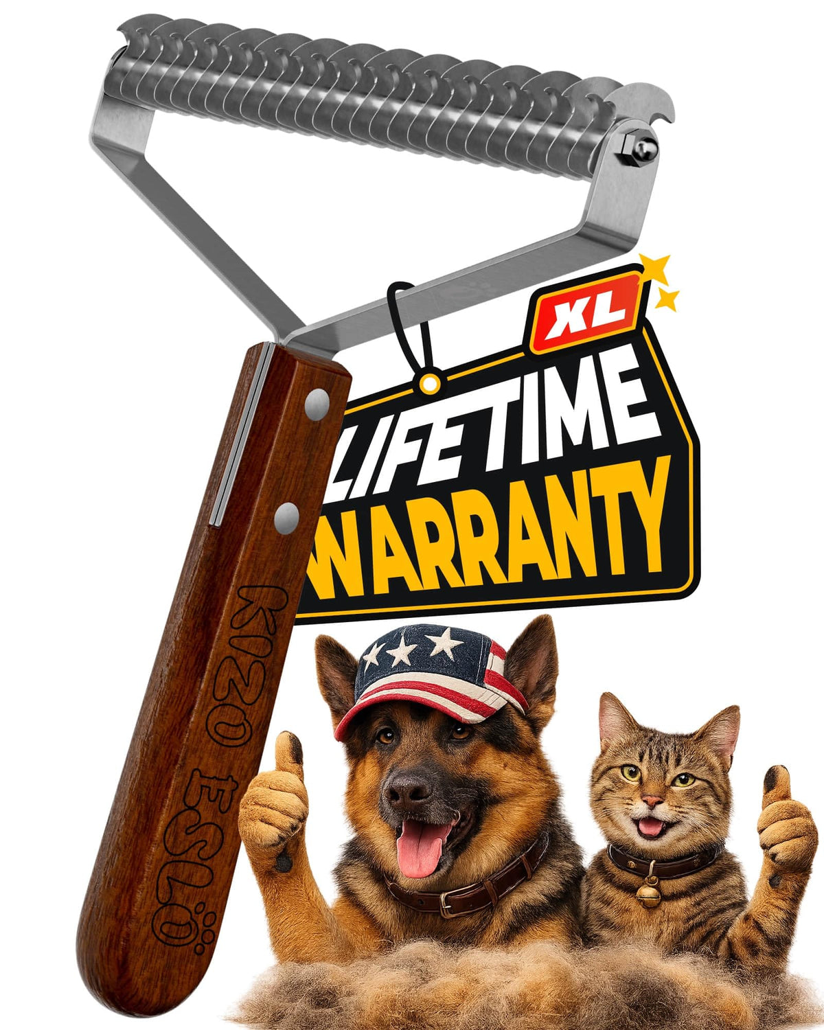 XL+ Undercoat Rake for Dogs & Cats, Dog Brush for Shedding, Dematting Comb