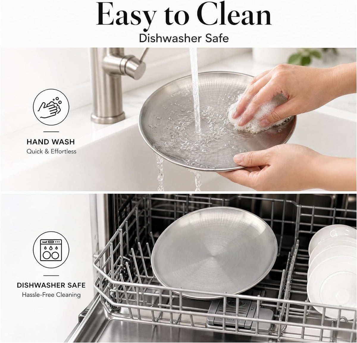 2 Pack Whisker Friendly Stainless Steel Cat Bowls, 6.7 Inch Shallow Wide Non-Slip Silicone Base Cat Feeding Plates, Easy to Clean Tilted Food Water Dishes for Cats Kittens Puppies Indoor Use