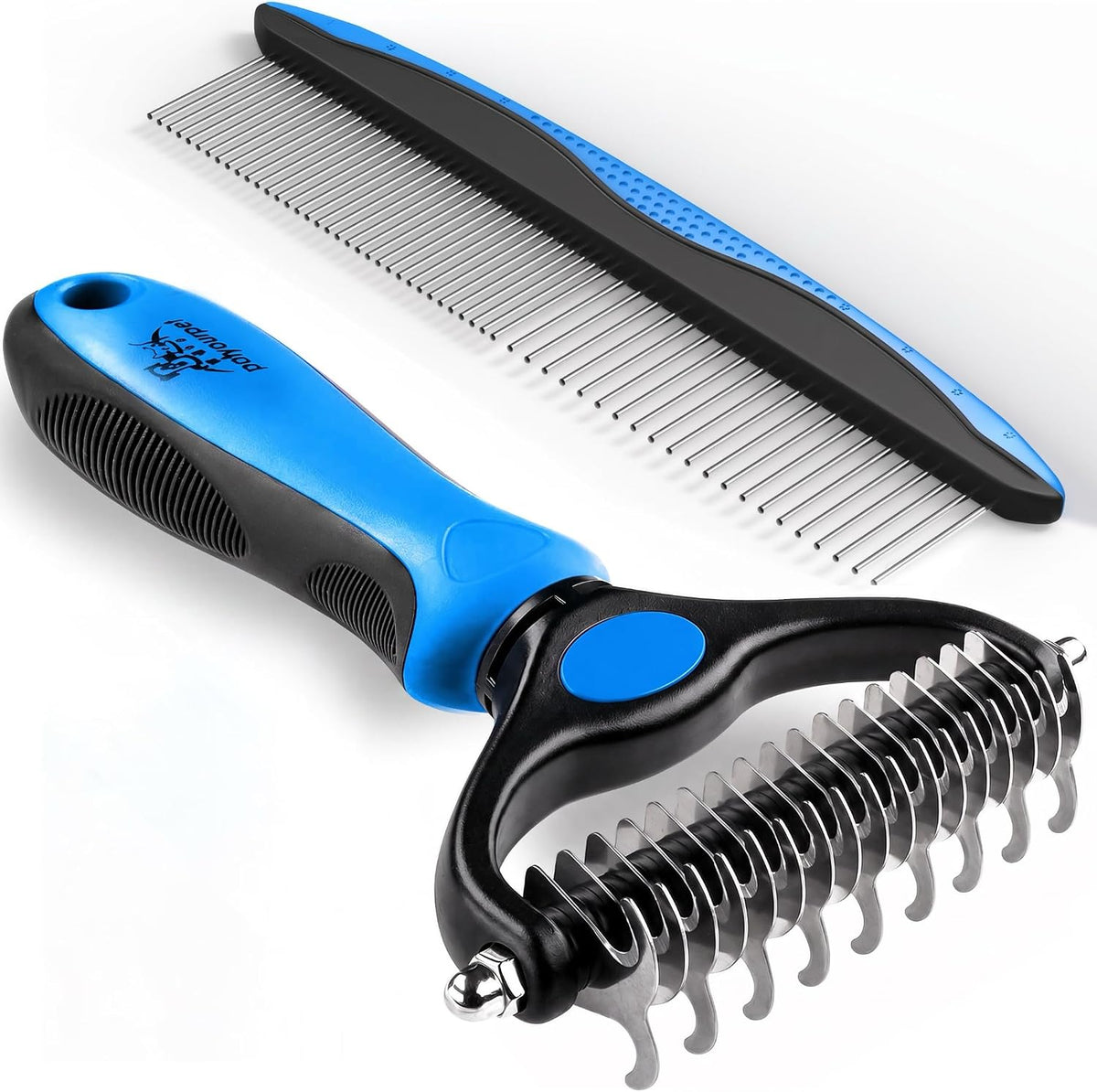 Pat Your Pet Deshedding Brush & Metal Comb Grooming Combo