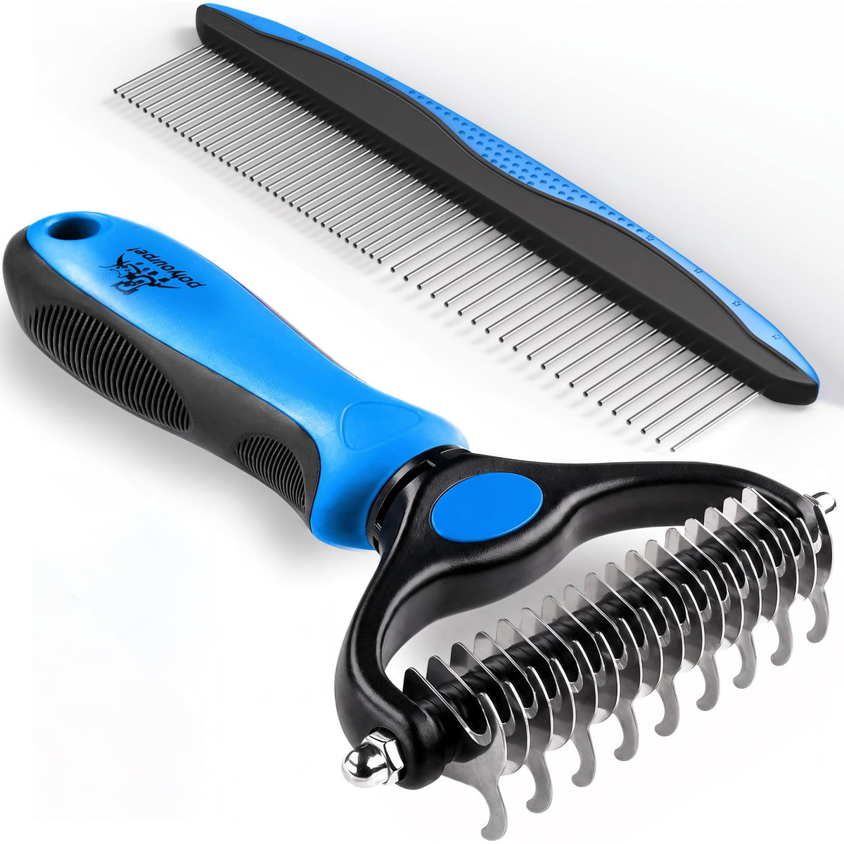 Pat Your Pet Deshedding Brush & Metal Comb Grooming Combo