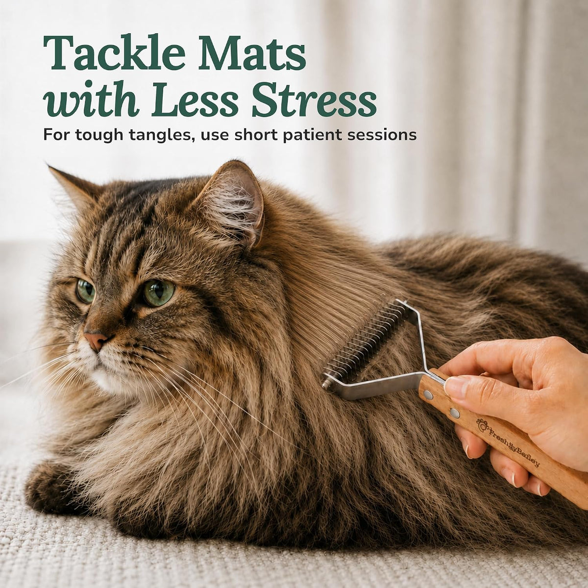 Dematting Comb for Cats and Dogs - Deshedding Undercoat Rake - Mat Remover