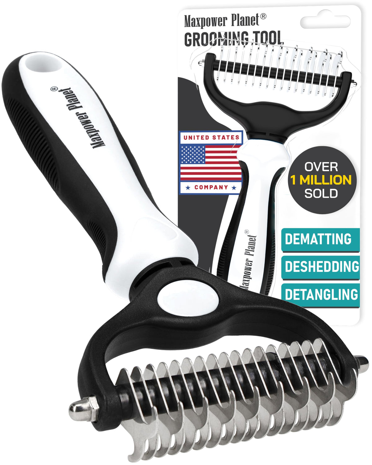 Maxpower Planet Dog Grooming Rake, Deshedding Undercoat Brush, Dogs & Cats