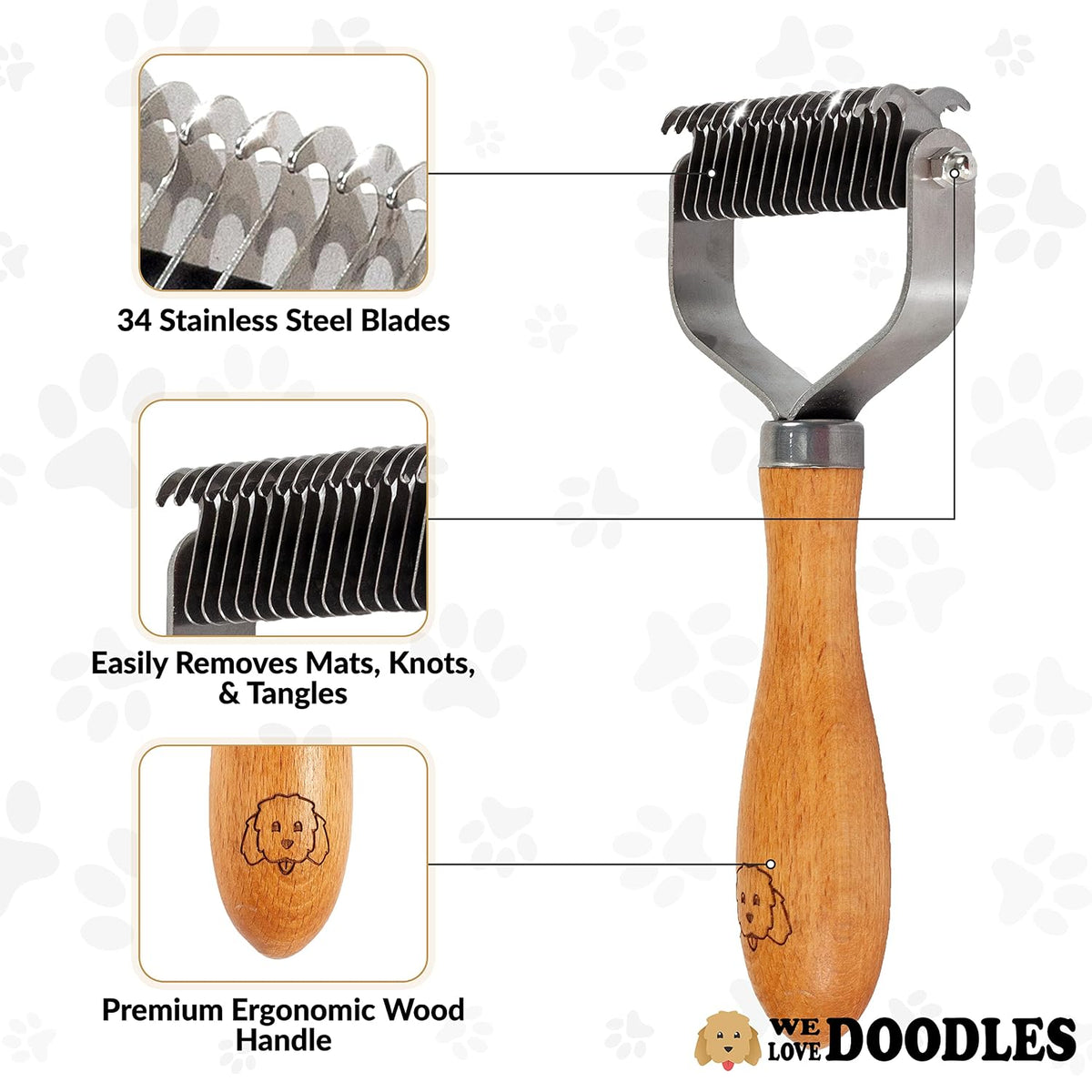 Dematting Comb for Dogs, Undercoat Rake Grooming Tool For Matted Pet Hair