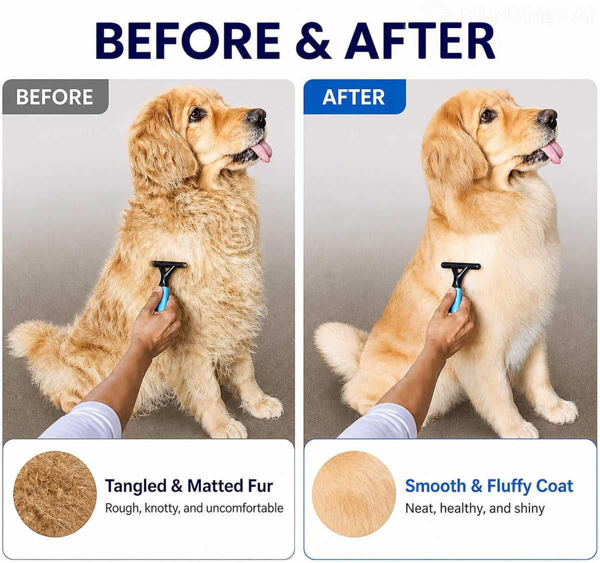 Undercoat Rake for Dogs,Deshedding Dematting Comb for Mats &Tangles Removal
